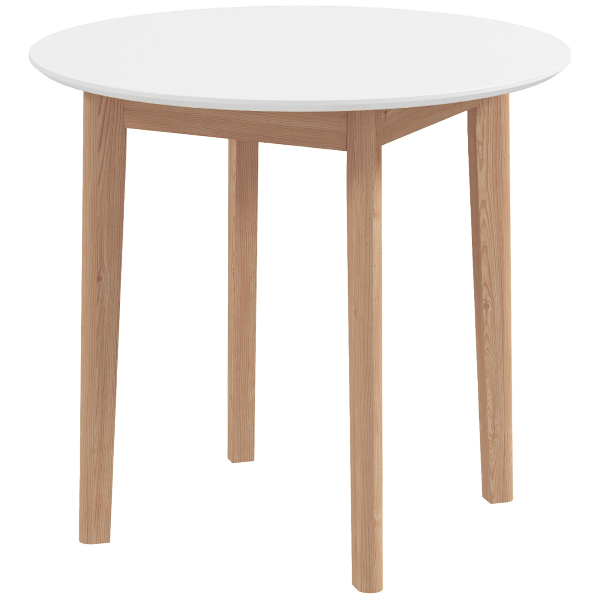 Esstisch Küchentisch Runder Tisch, Skandi-Design, 75 cm x 75 cm x 76 cm, Weiß + Natur