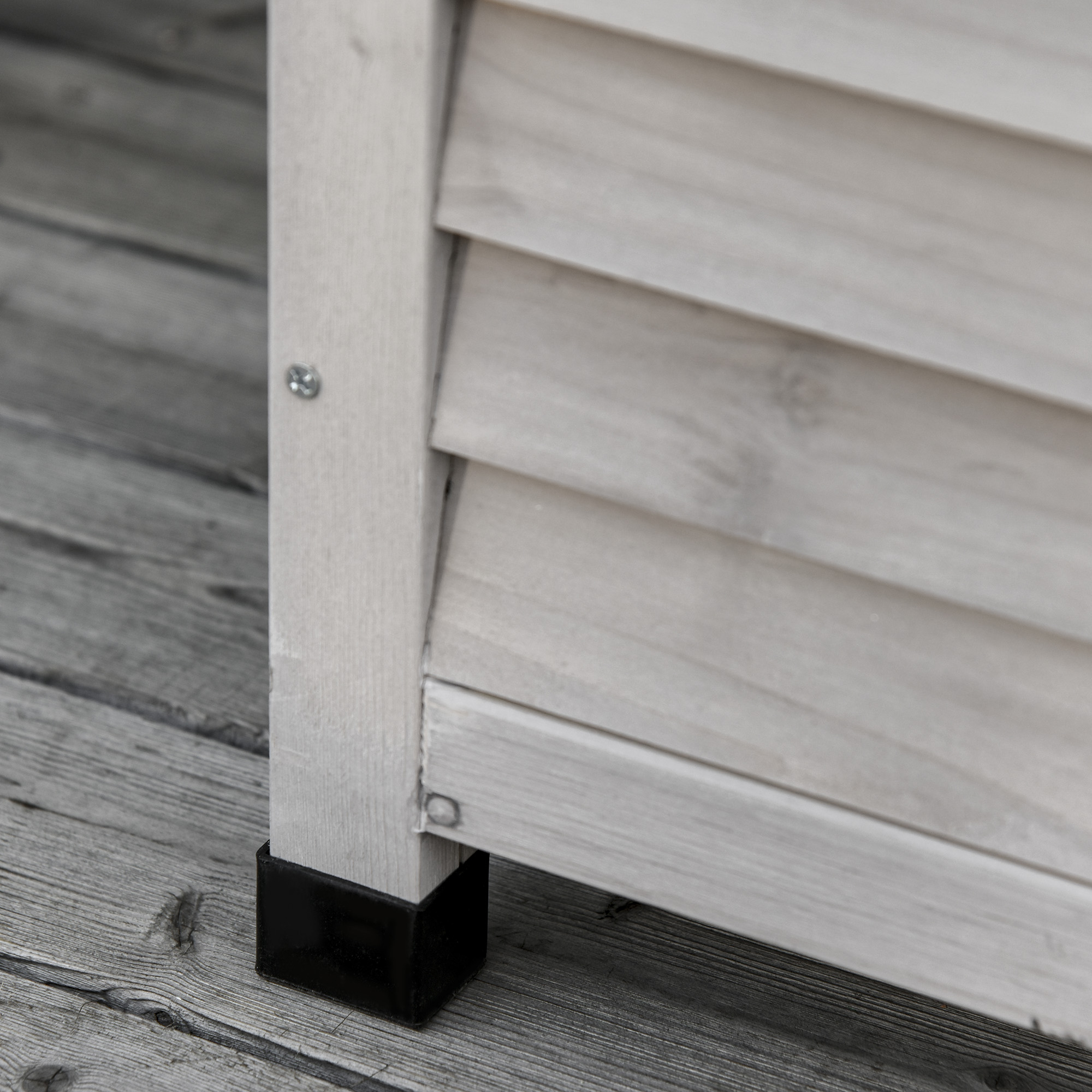 Gartenbox, wetterbeständig, luftdurchlässig, Kissenbox, Aufbewahrungsbox, Fichtenholz, grau, 127 x 56 x 60 cm