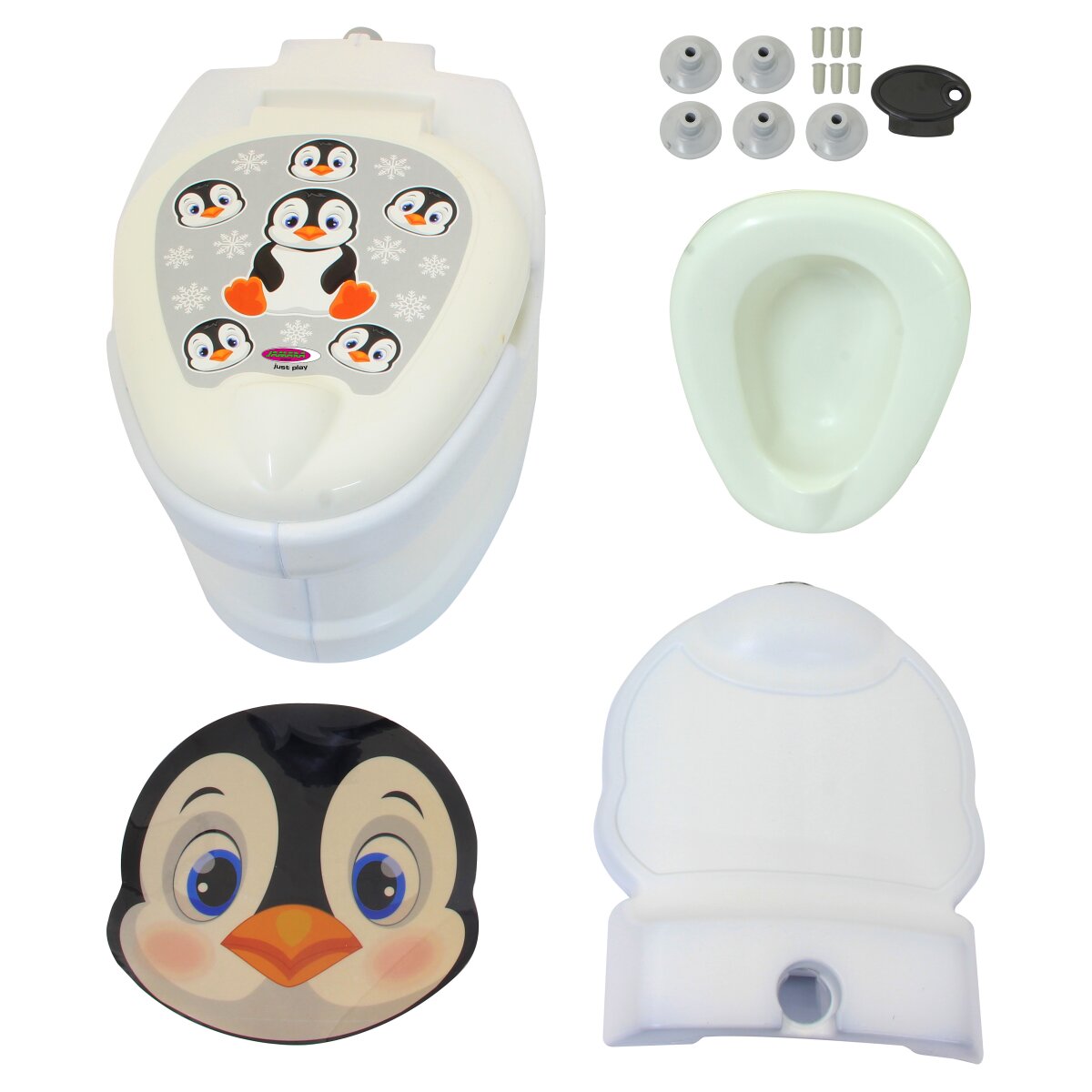 Meine kleine Toilette Pinguin mit Spülsound und Toilettenpapierhalter
