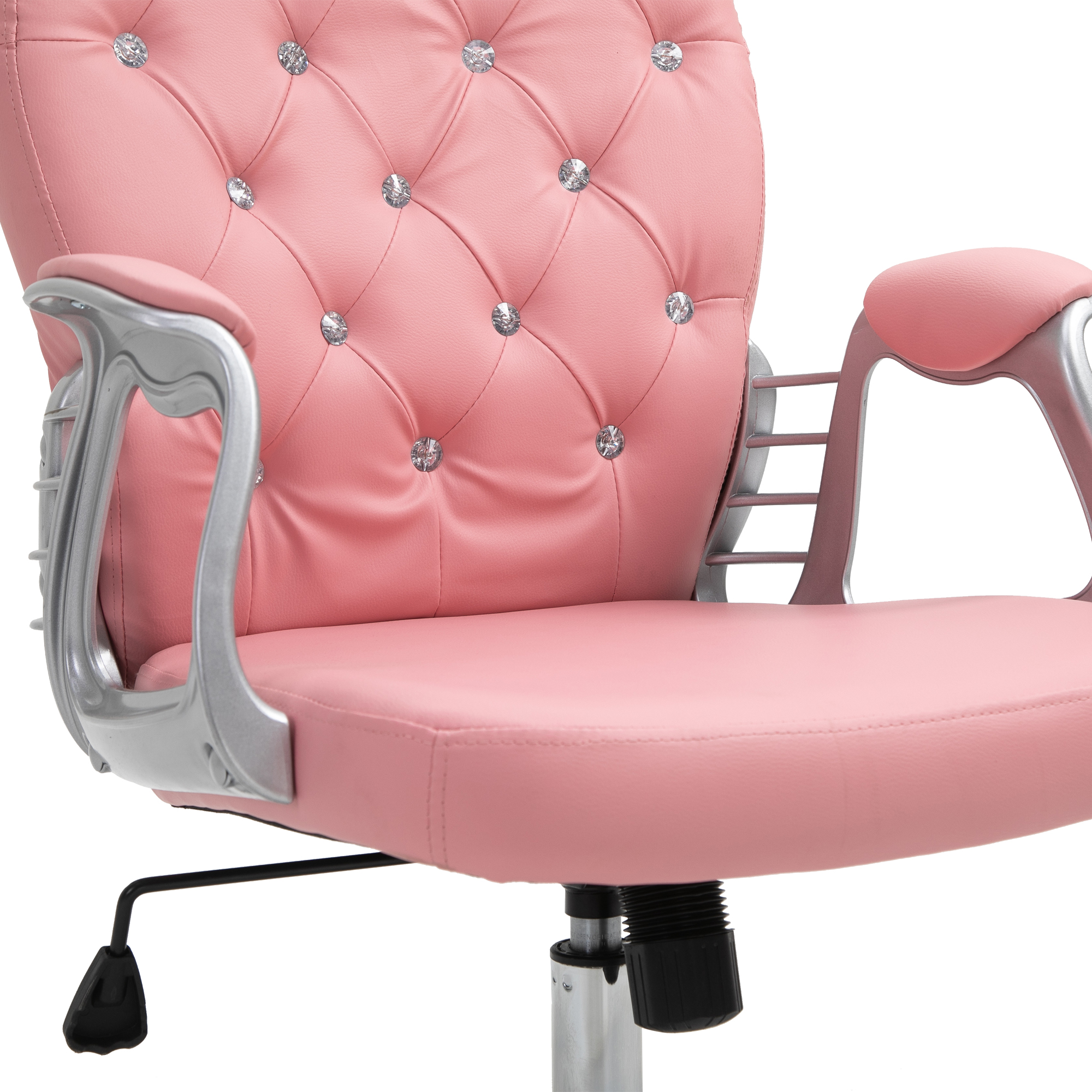 Bürostuhl, Ergonomisch Schreibtischstuhl mit Armlehne, Gepolsterter Rückenlehne, Höhenverstellbar Computerstuhl mit Kunstlederoptik, Drehstuhl für Home Office, Rosa