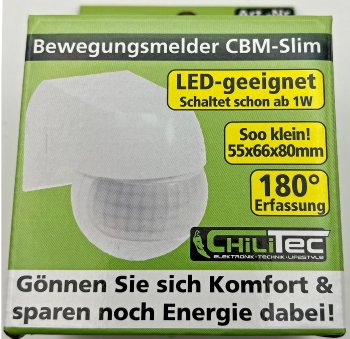 Aufputz Bewegungsmelder "CBM-Slim" 180° / LED geeignet, IP44, 1-800W, weiß