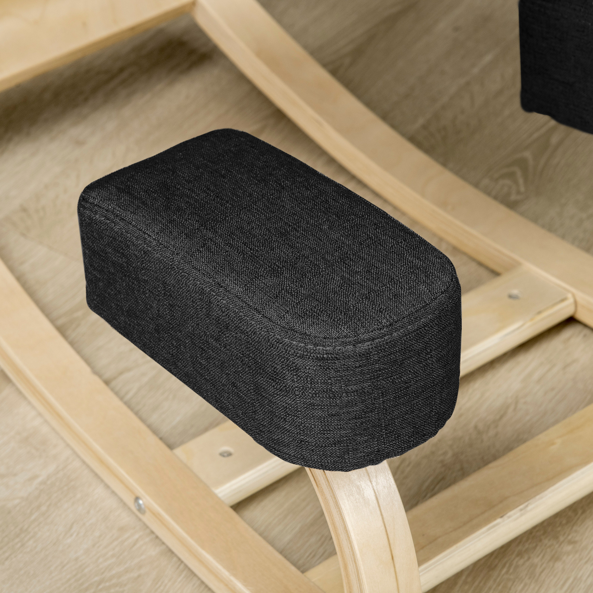 Kniestuhl, ergonomischer Sitzhocker, Polsterhocker für gesunde Sitzhaltung, Birkenholz, 120 kg belastbar, Schwarz