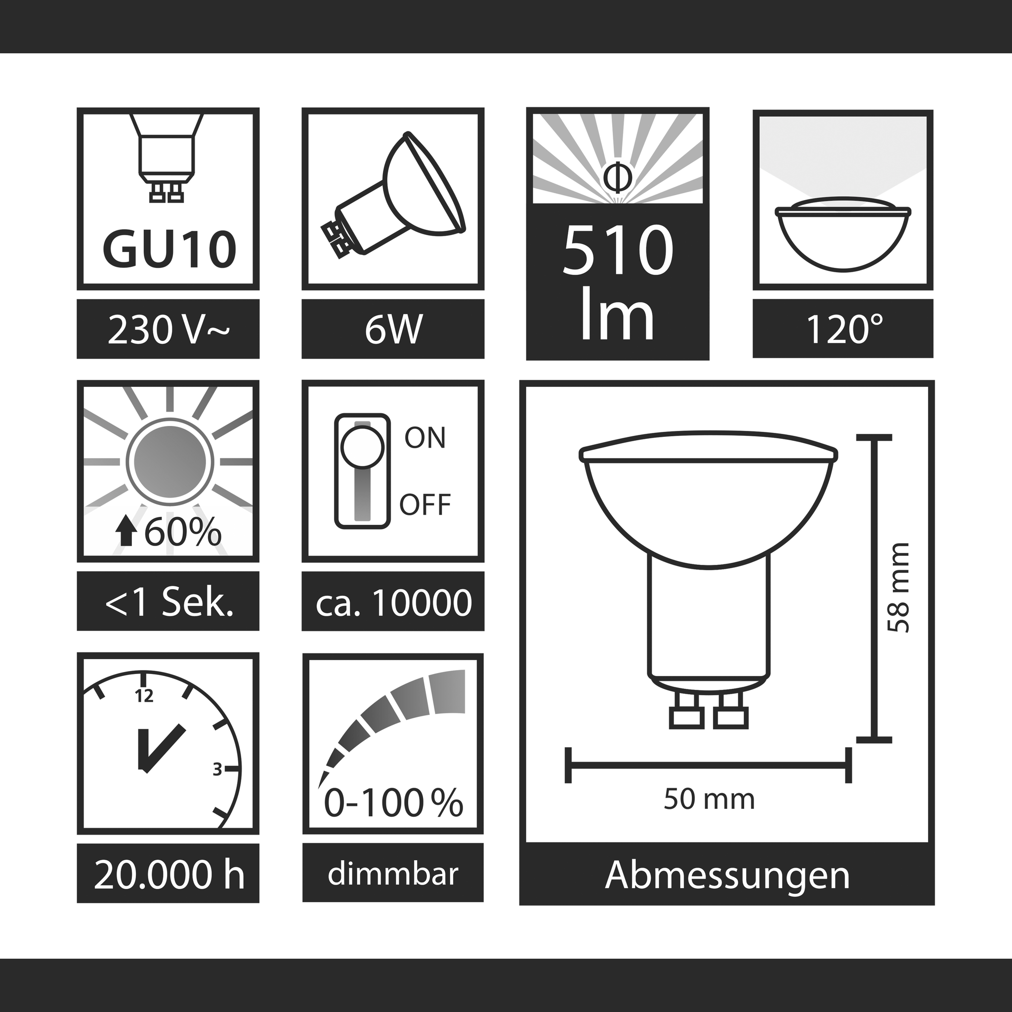 LED-Strahler Komplettset McShine, 10x MS-60 dimmbar, 10x Fassung, 20x Wago-Klemme
