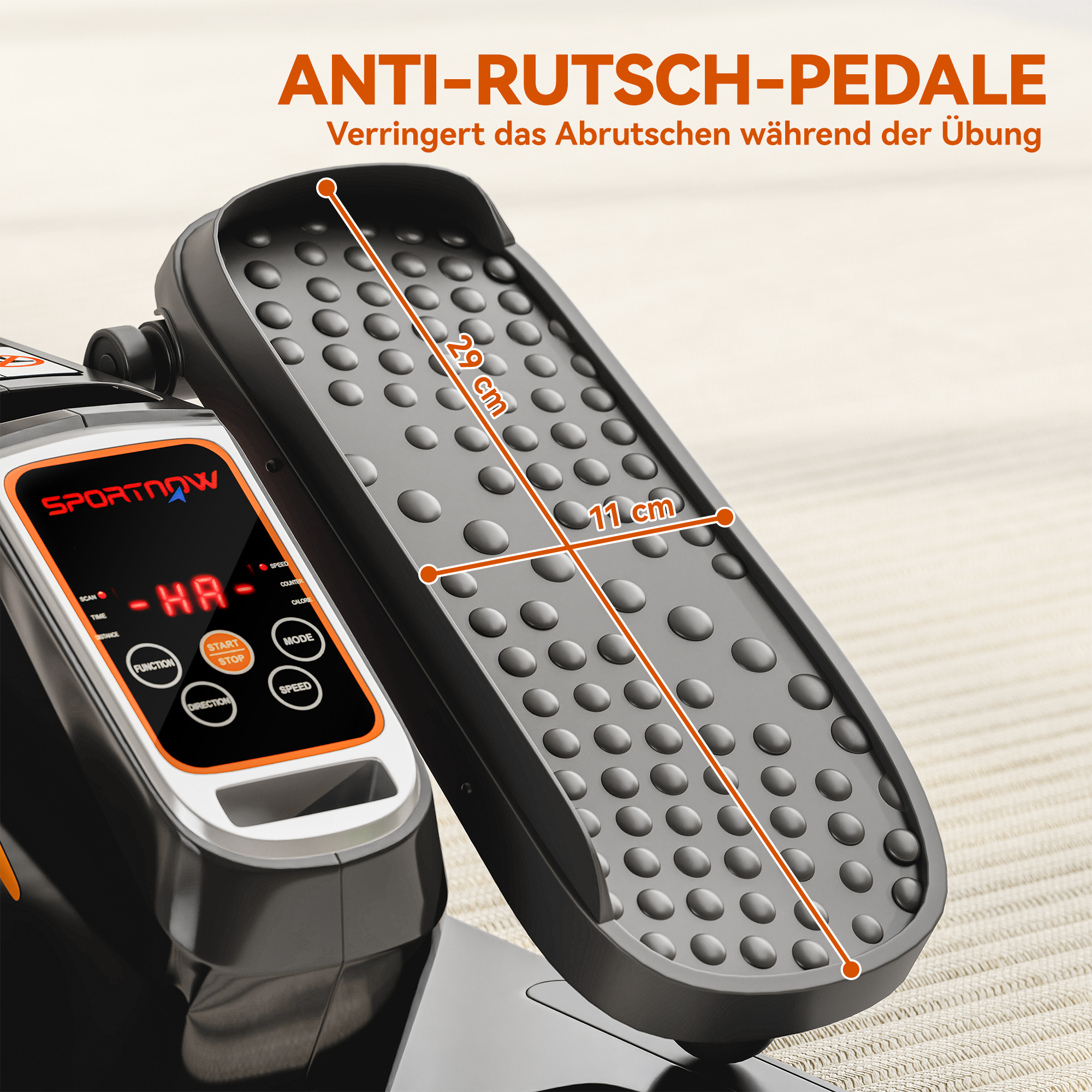 Elektrischer Ellipsentrainer, Pedalgerät mit 12 anpassbaren Geschwindigkeiten, tragbar, leicht, Fernbedienung, LED-Monitor, Stahl, Kunststoff, Schwarz