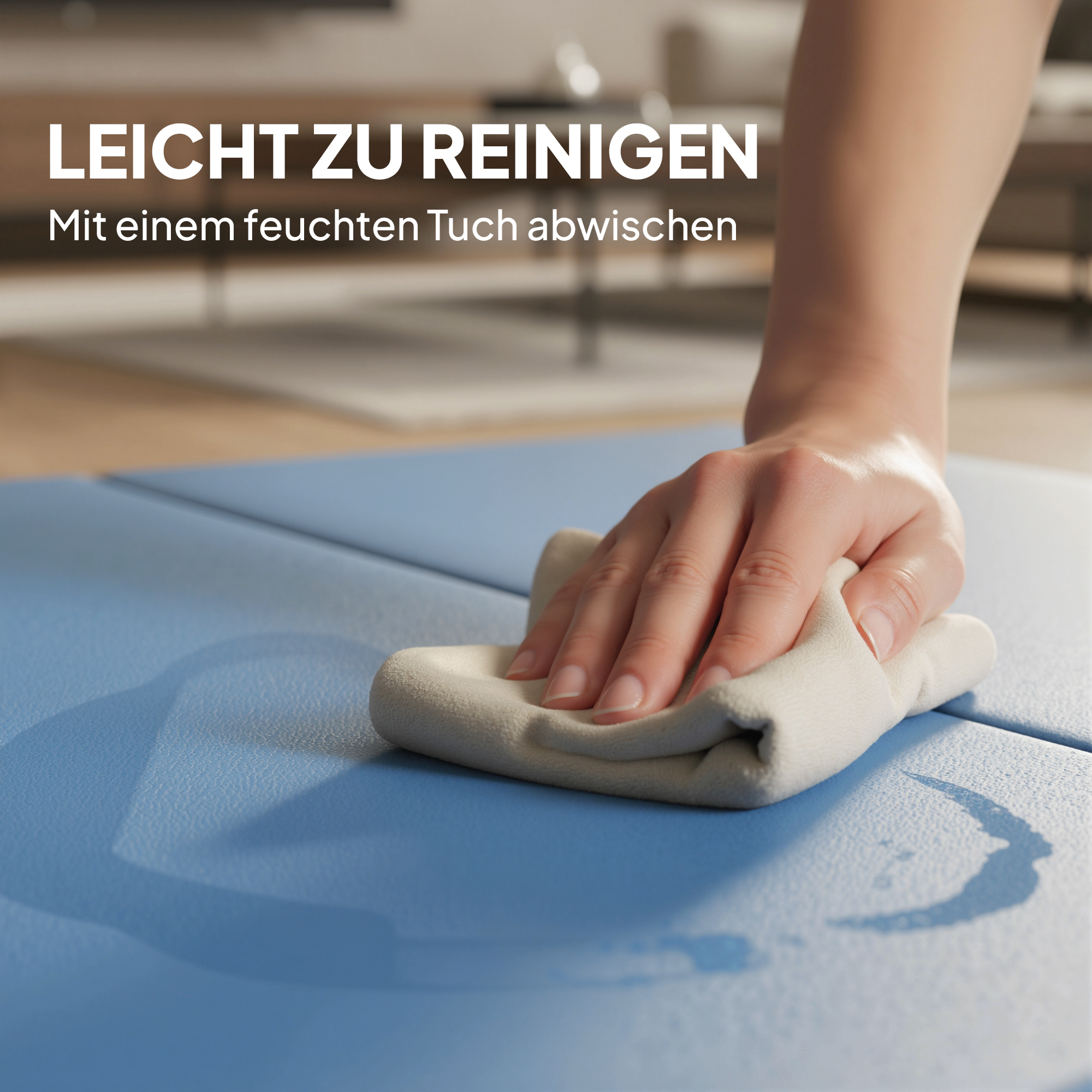 Trainingsmatte, Faltbare Fitnessmatte Sportmatte mit Griffen für Yoga, MMA, Fitness, Pilates 240 x 120 x 5 cm Hellblau
