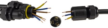 Kabelverbinder Y-Form, IP68, 450V/24A, Schraubanschluss, für Kabel Ø 8-12mm