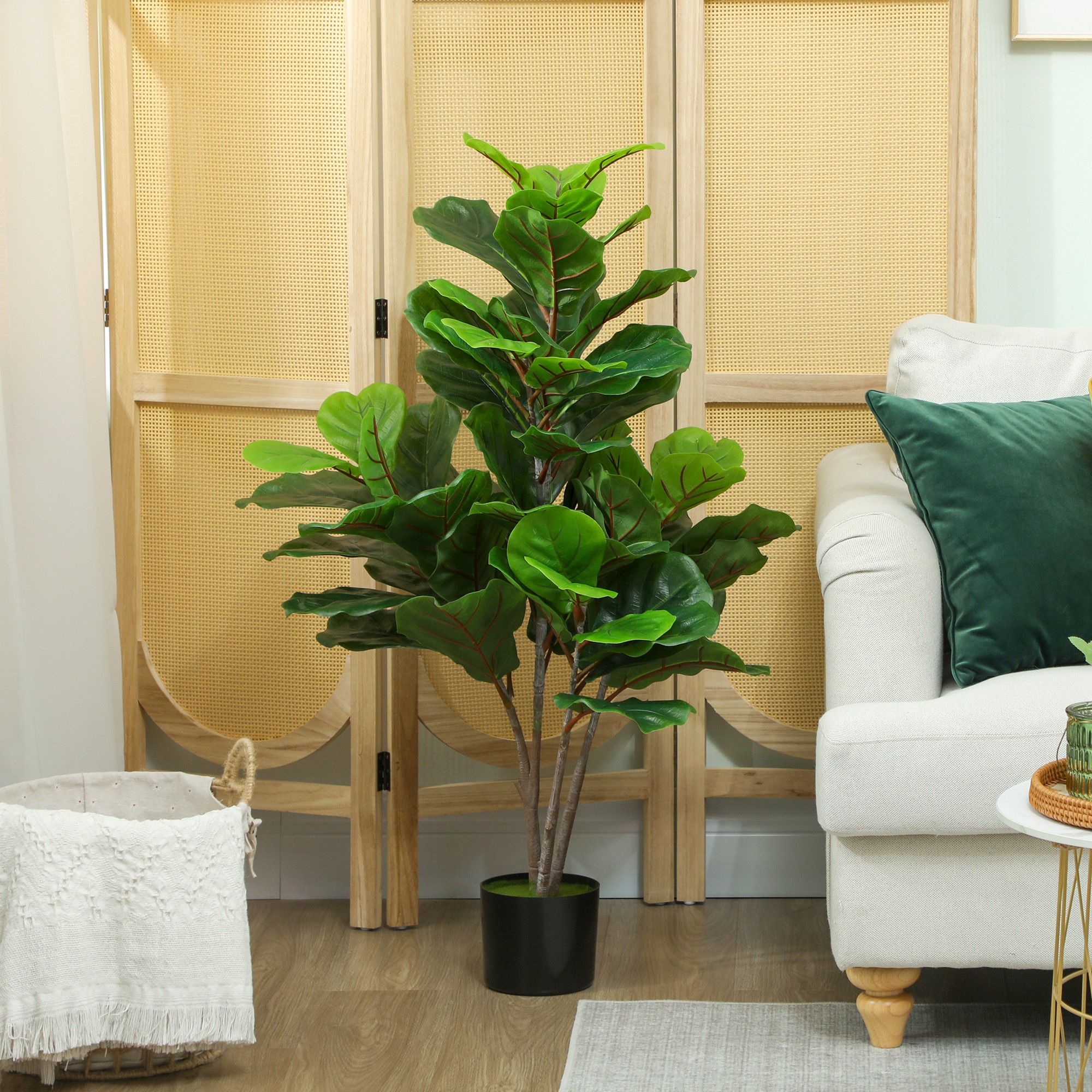 Künstliche Geigen-Feigenbaum 110cm Kunstpflanze, Plastik Künstliche Pflanzen im Topf, Dekoration Geschenk