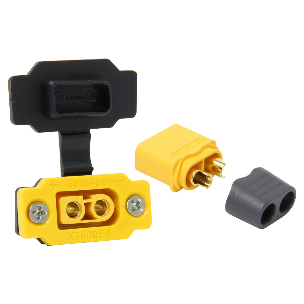 Einbaubuchse/Stecker XT60 vergoldet Grip m. Verschluß.- und Isolierkappe 1 paar Einbaubuchse/Stecker XT60 vergoldet Grip m. Verschluß.- und Isolierkappe 1 paar