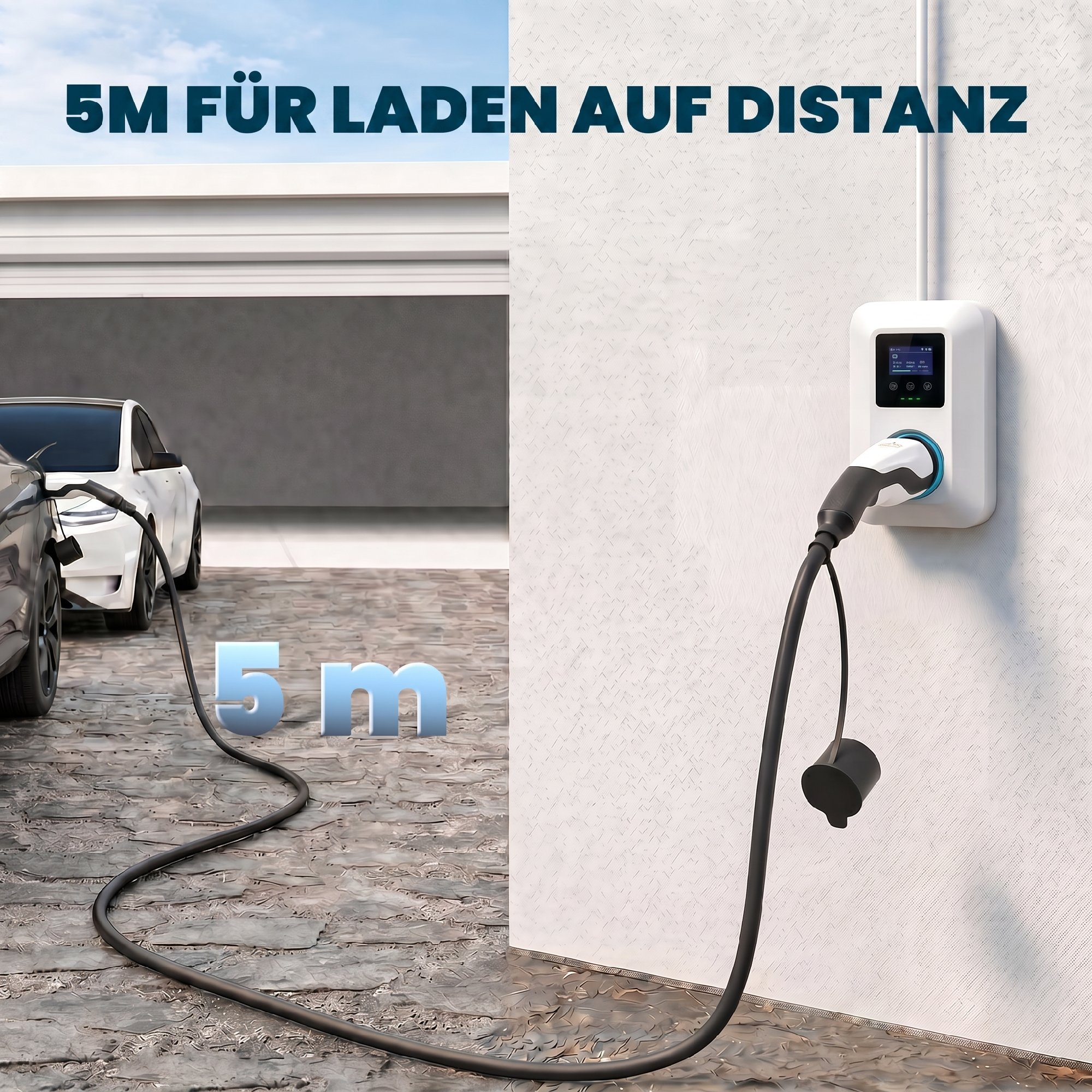 Typ 2 EV Ladekabel, 11 kW, 16 A, Mode 3, 3-Phasen, 5 m – Verlängerungskabel für Elektroautos & Plug-in-Hybride