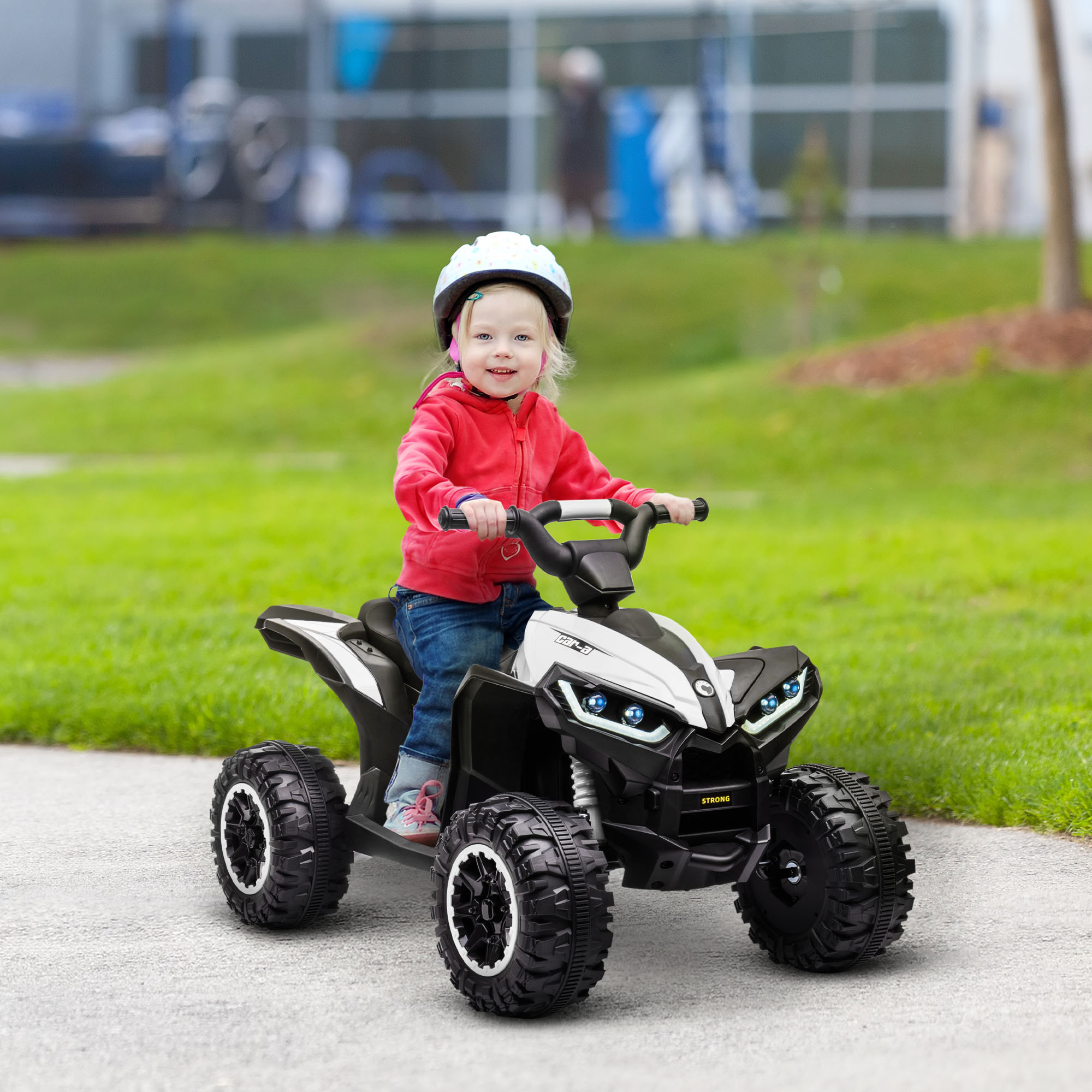 Kinder-Quad Kinderauto, 6 km/h, Sound- und Lichteffekte, : 83 cm x 53 cm x 55,5 cm, Schwarz + Weiß