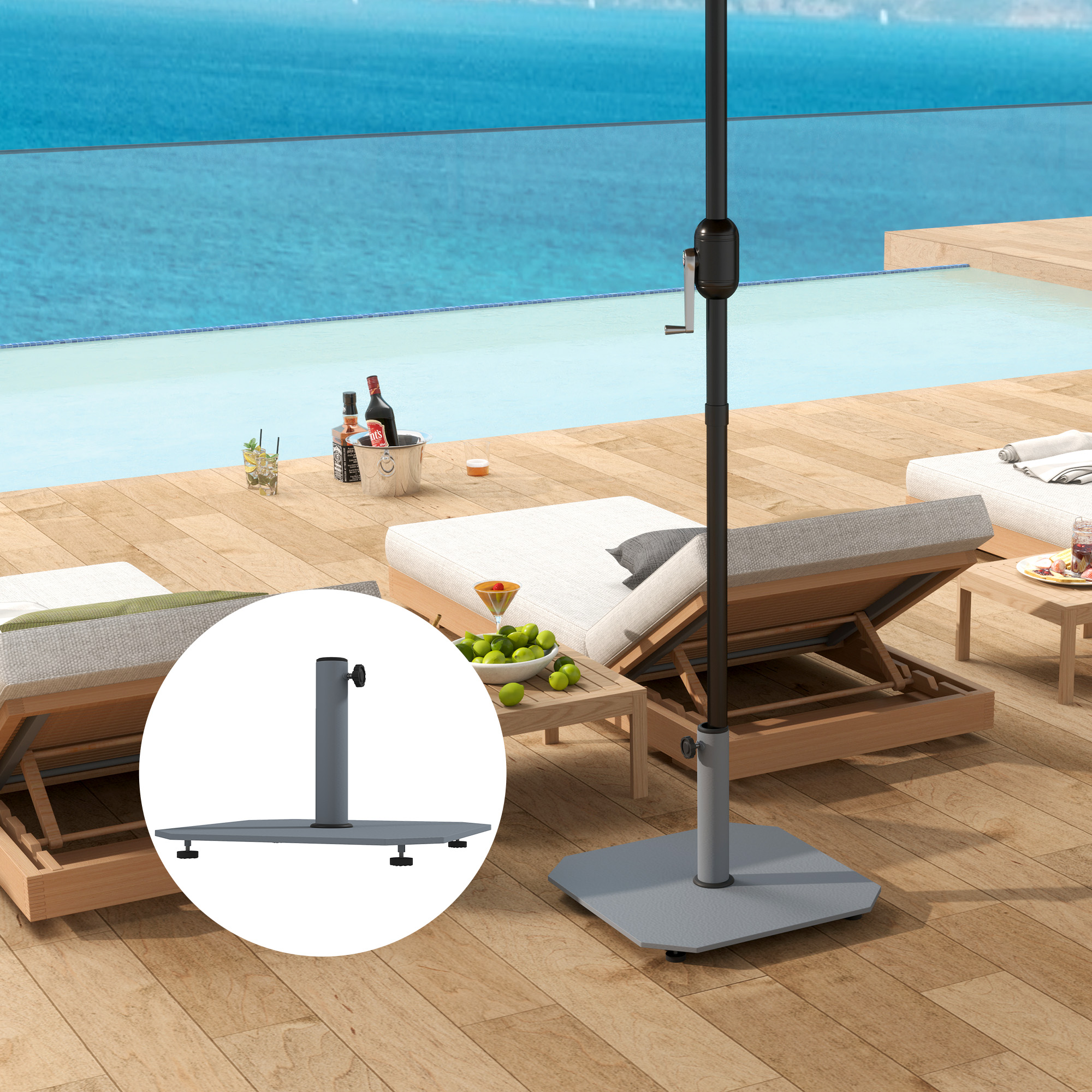 Sonnenschirmständer aus Metall 18,5 kg Schirmständer, Quadratisch Schirmhalter für Sonnenschirm 32/38/48mm