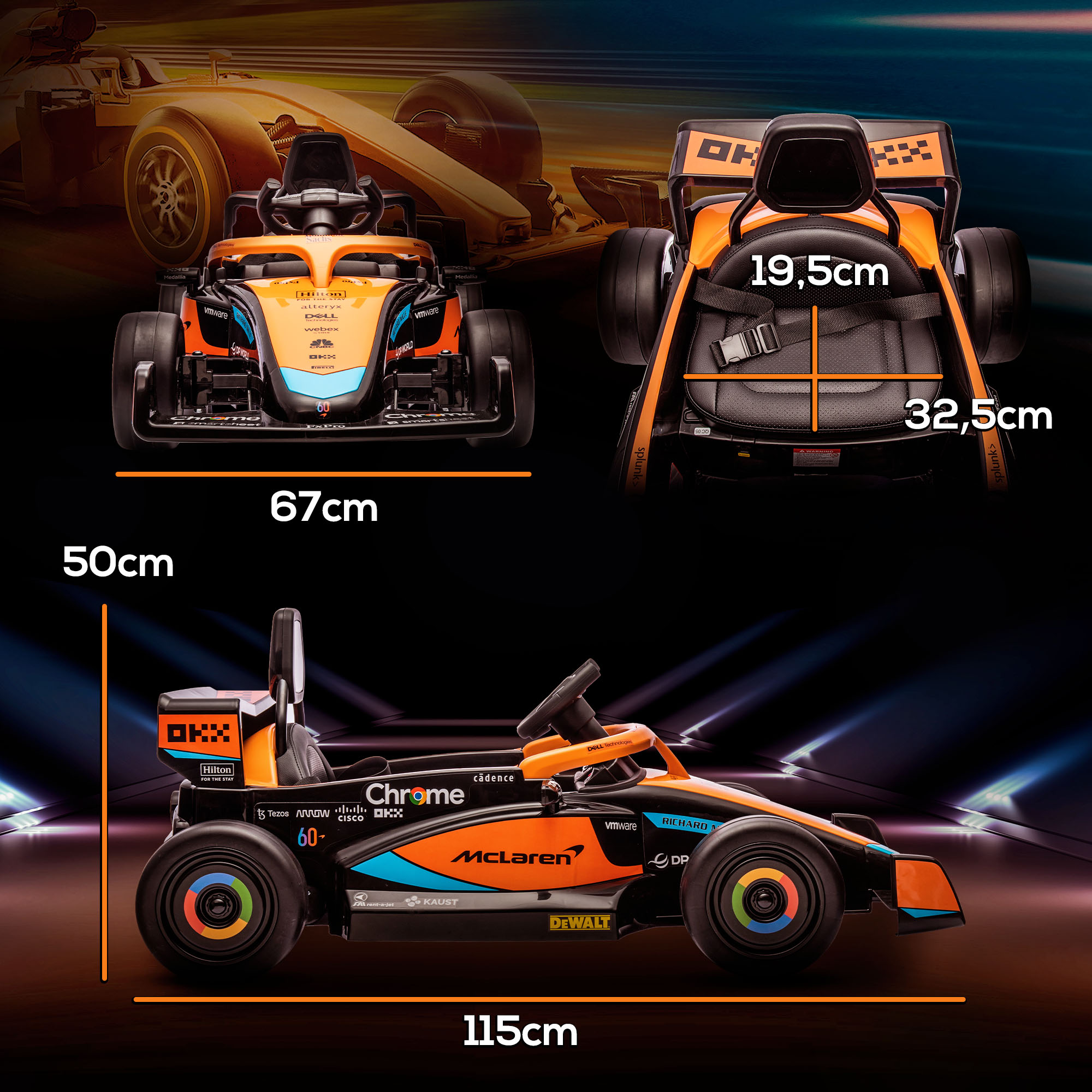 Elektro-Kinderauto, McLaren Formel-1, inkl. Fernsteuerung, Musik, für 3-5 Jahre, Orange