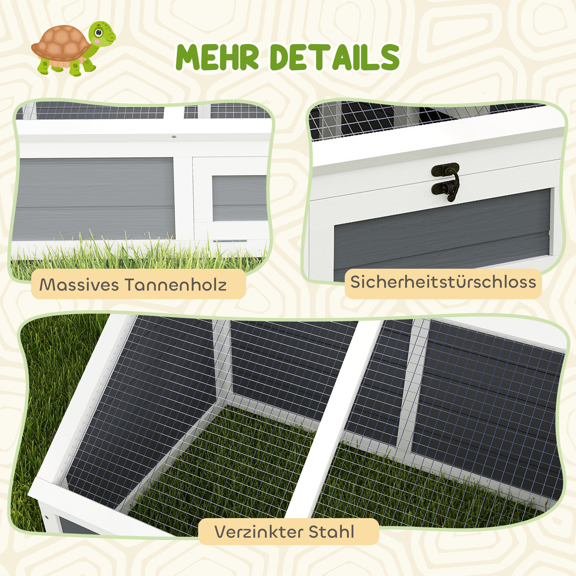 Schildkrötenbox, Outdoor Schildkrötengehege, bodenloses Design, leicht zu öffnen, Schildkrötenhaus, Hellgrau