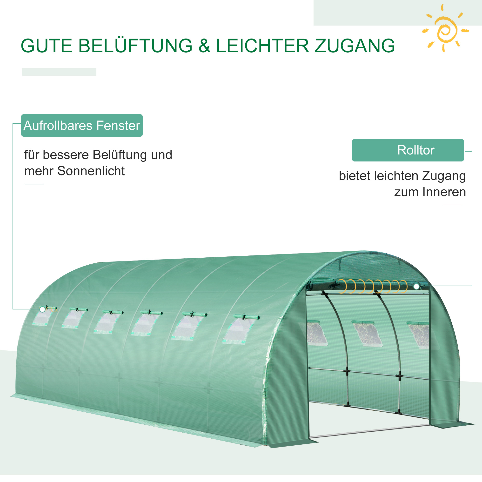 Gewächshausfolie 6x3x2m, wasserdicht Gartenfolie mit UV Schutz, Folie aus PE, Abdeckplane für Gartenarbeit Treibhaus Folientunnel, Tunnelfolie für Außenbereich, Pflanzen, Grün