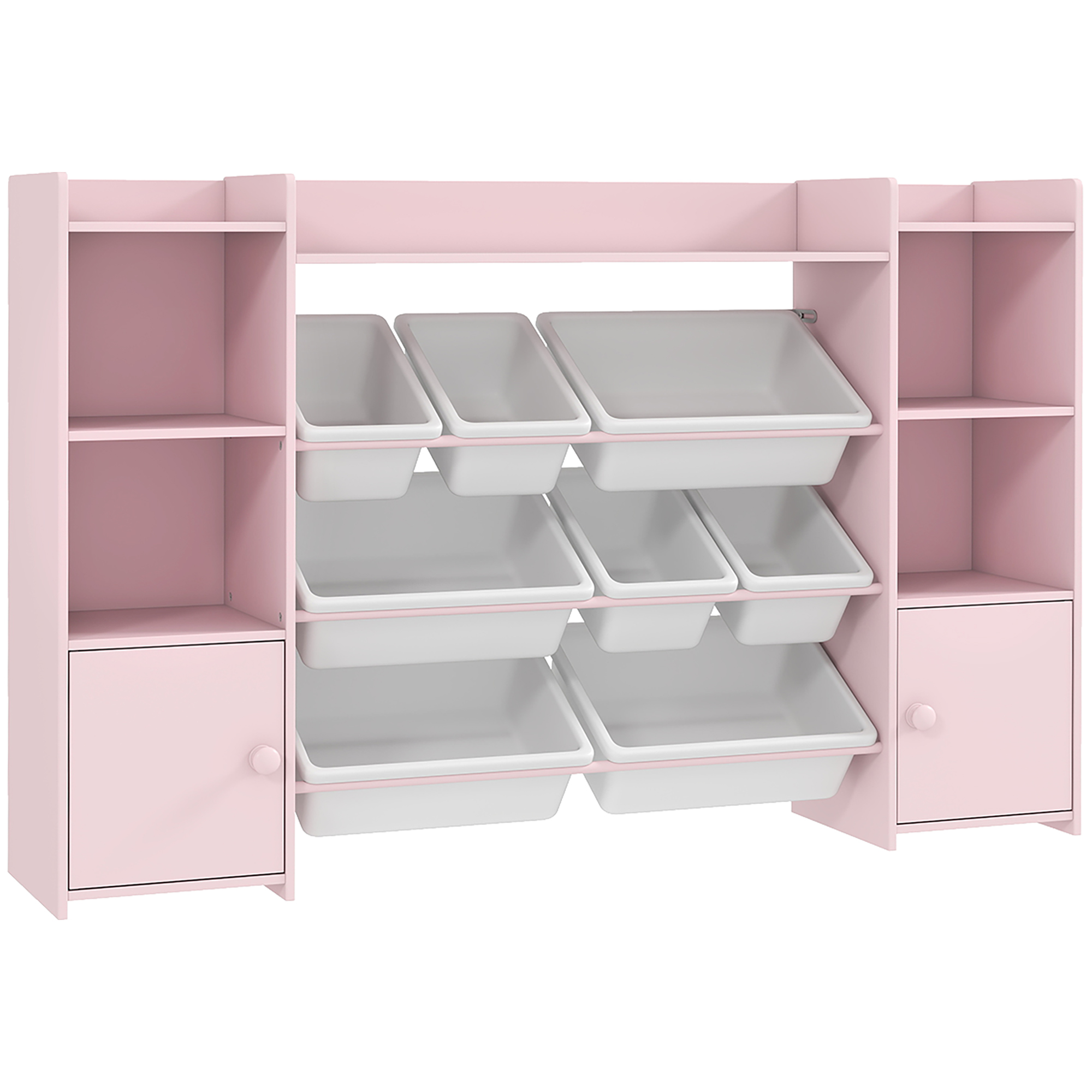 Kinder-Aufbewahrungsregal, Regal für Spielzeug und Bücher, zum übersichtlichen Aufräumen, 8 herausnehmbare Boxen, Rosa