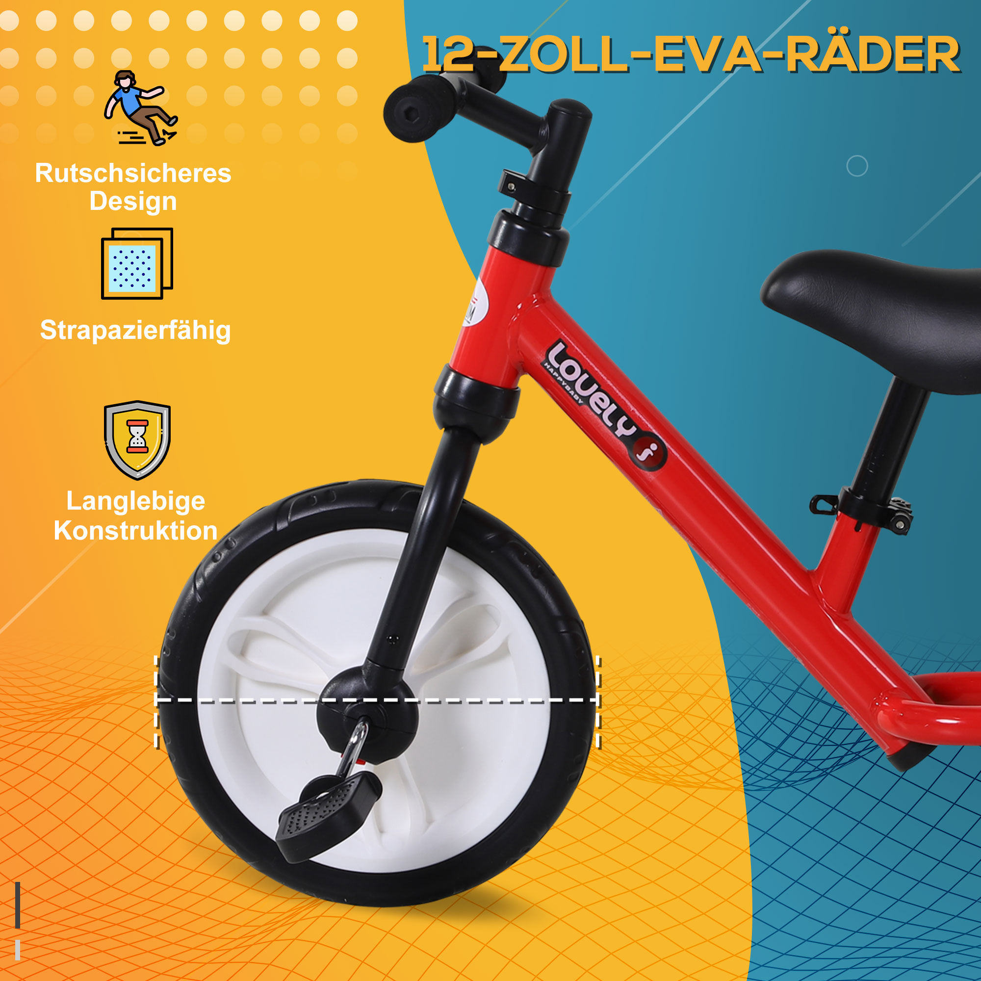 Kinder Laufrad ab 2-5 Jahre Lauflernrad mit Stützrädern, Pedalen, Höhenverstellbarem Sitz, Spielzeug Balance Bike für Kleinkinder Erste Geburtstag Geschenk, Rot