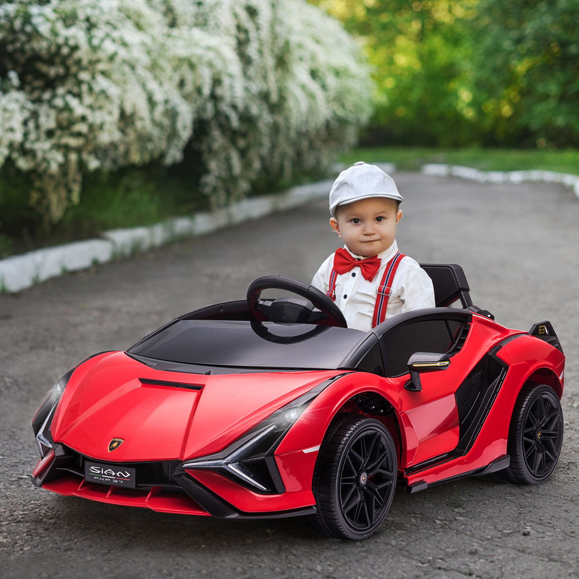 Kinderfahrzeug 12V 2 Fahrmodi Lamborghini SIAN SUV-Auto-Spielzeug Elektroauto mit Fernbedienung Musik(MP3/USB) Licht 37-60 Monate Metall Rot 108 x 62 x 40 cm