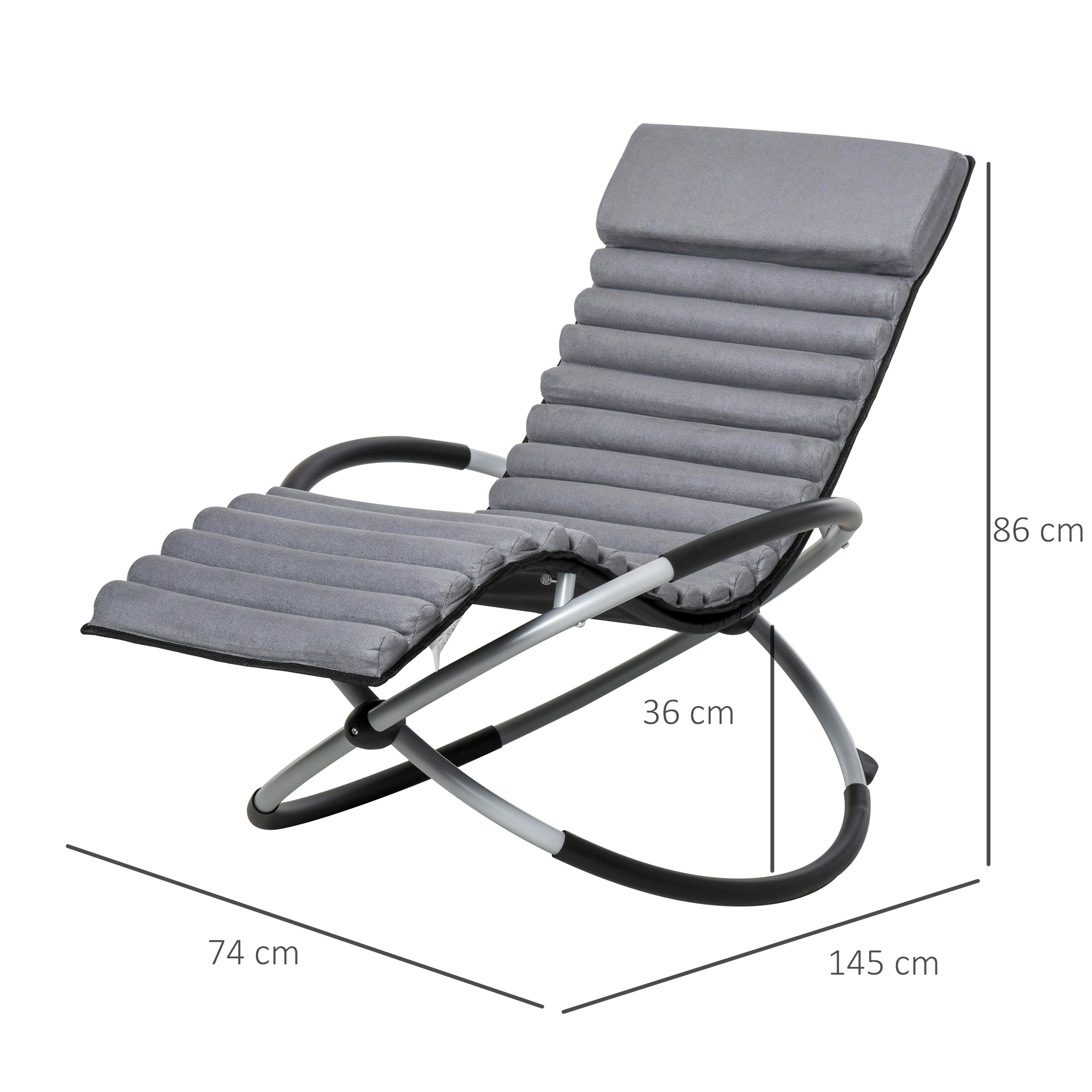 Schaukelstuhl ergonomischer 2 In 1 Schwingsessel Gartenstuh Schaukelliege Metall Texteline kugelförmig Dunkelgrau 145 x 74 x 86 cm