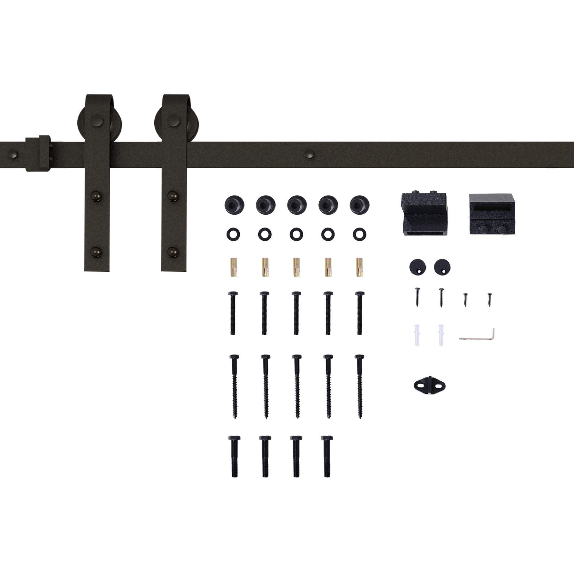 Gleitschienen-Bausatz für Schiebetüren, max, 100 kg Belastbarkeit, Metall, Schwarz, 2 m, Schwarz