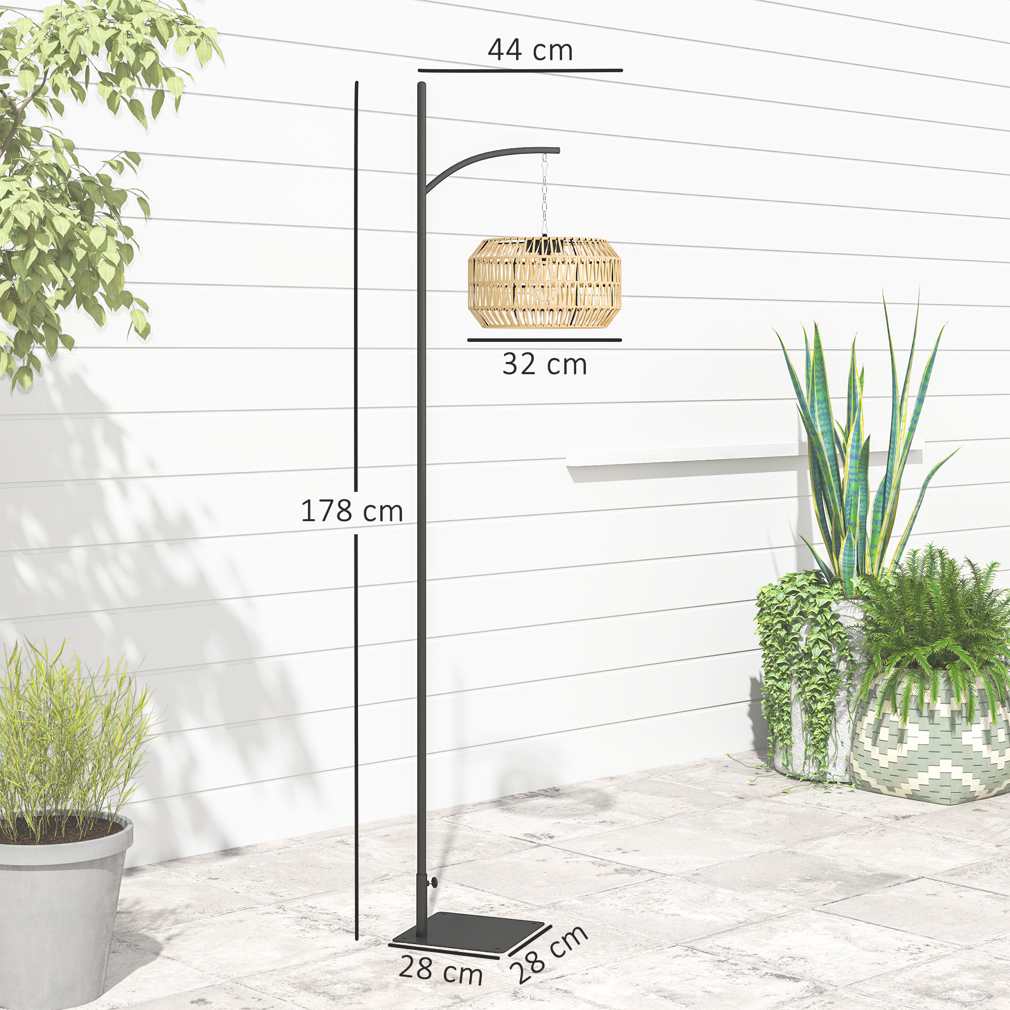 Solar Stehlampe Rattan Solarlampen mit Lichtsensor Automatische Solarleuchte im Boho-Stil IP44 Schwarz+Gelb