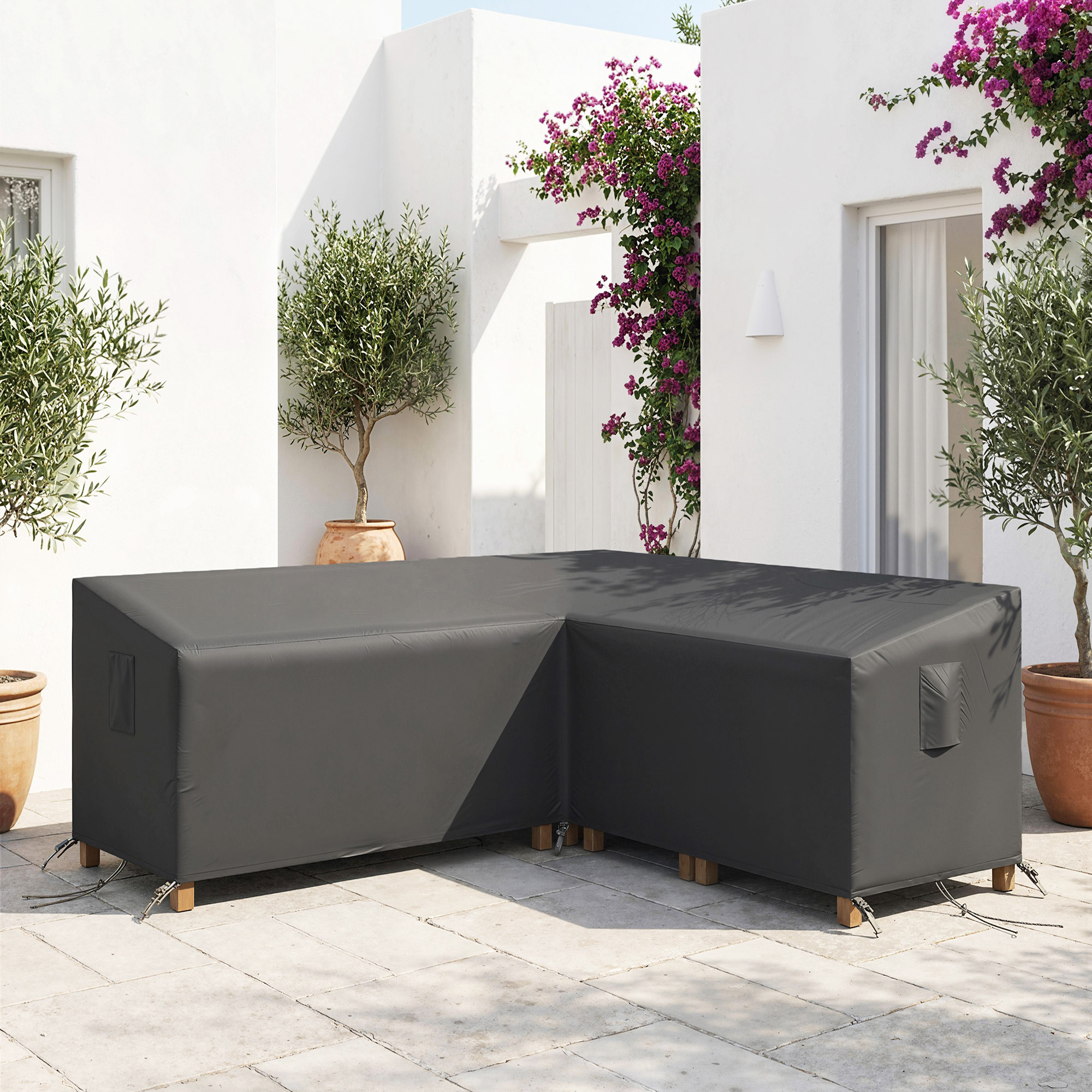 Schutzhülle für Gartenmöbel Winterfest Wasserdicht V-förmig Anti-UV Abdeckung 420D Oxford Gewebe 216x216x78 cm Schwarz