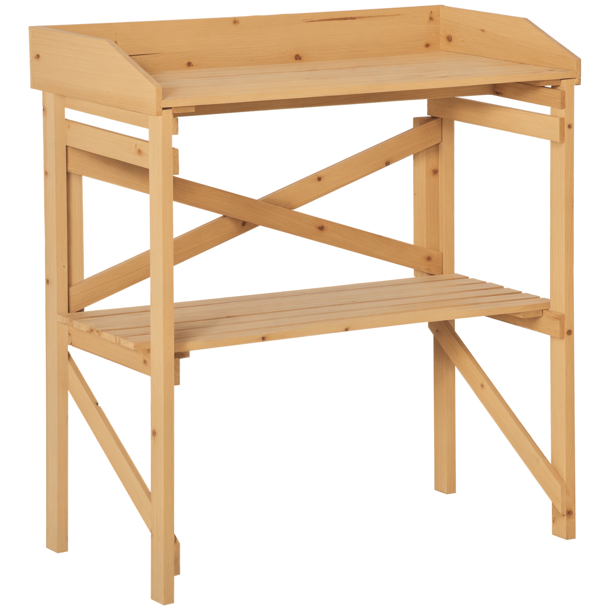 Pflanztisch mit Ablagefläche Blumentisch Gärtnertisch Garten Holz Hellbraun 80 x 40 x 84 cm