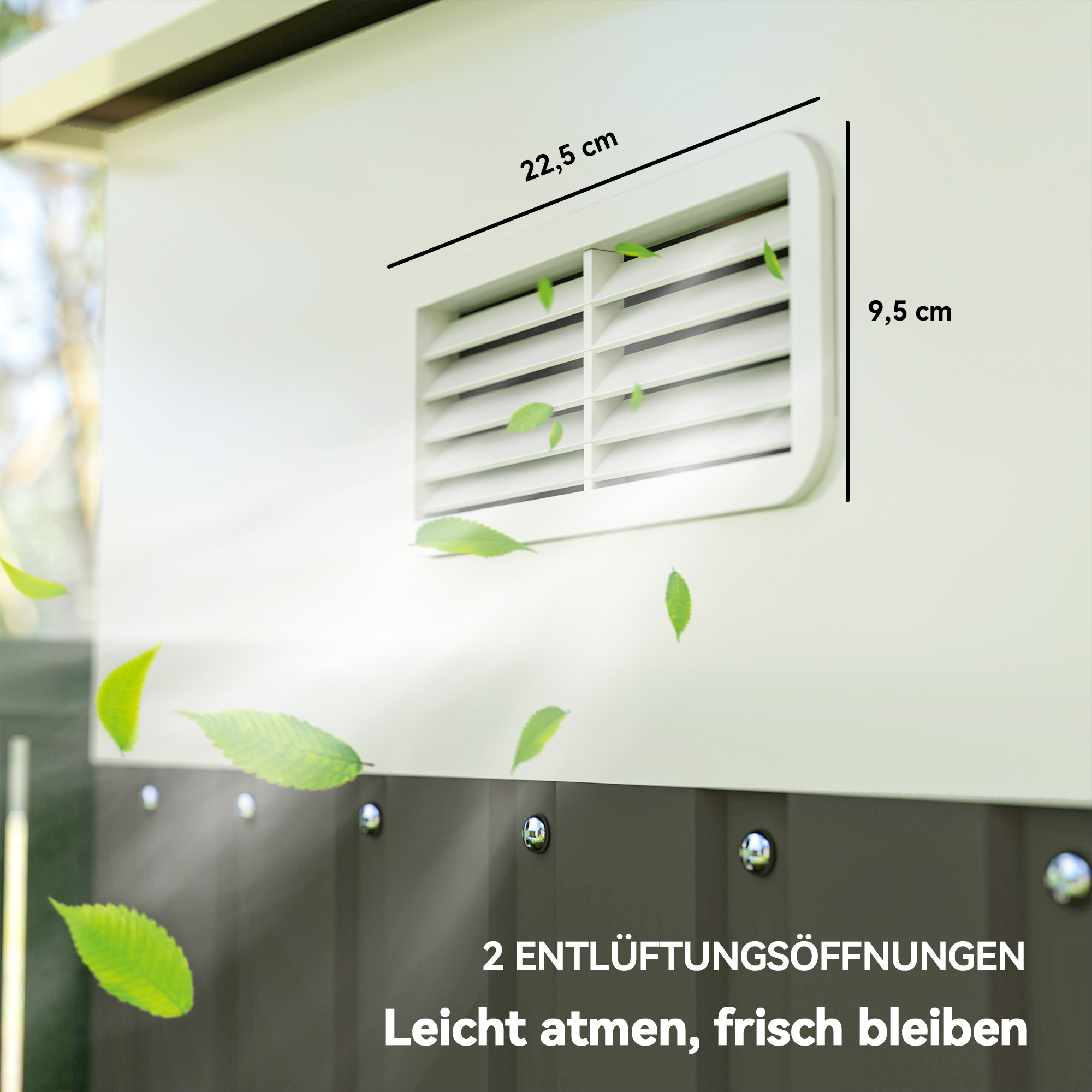 Metall-Geräteschuppen Schrägdach verriegelbare Doppeltür 2,8 x 3,45 x 2,01m Grau