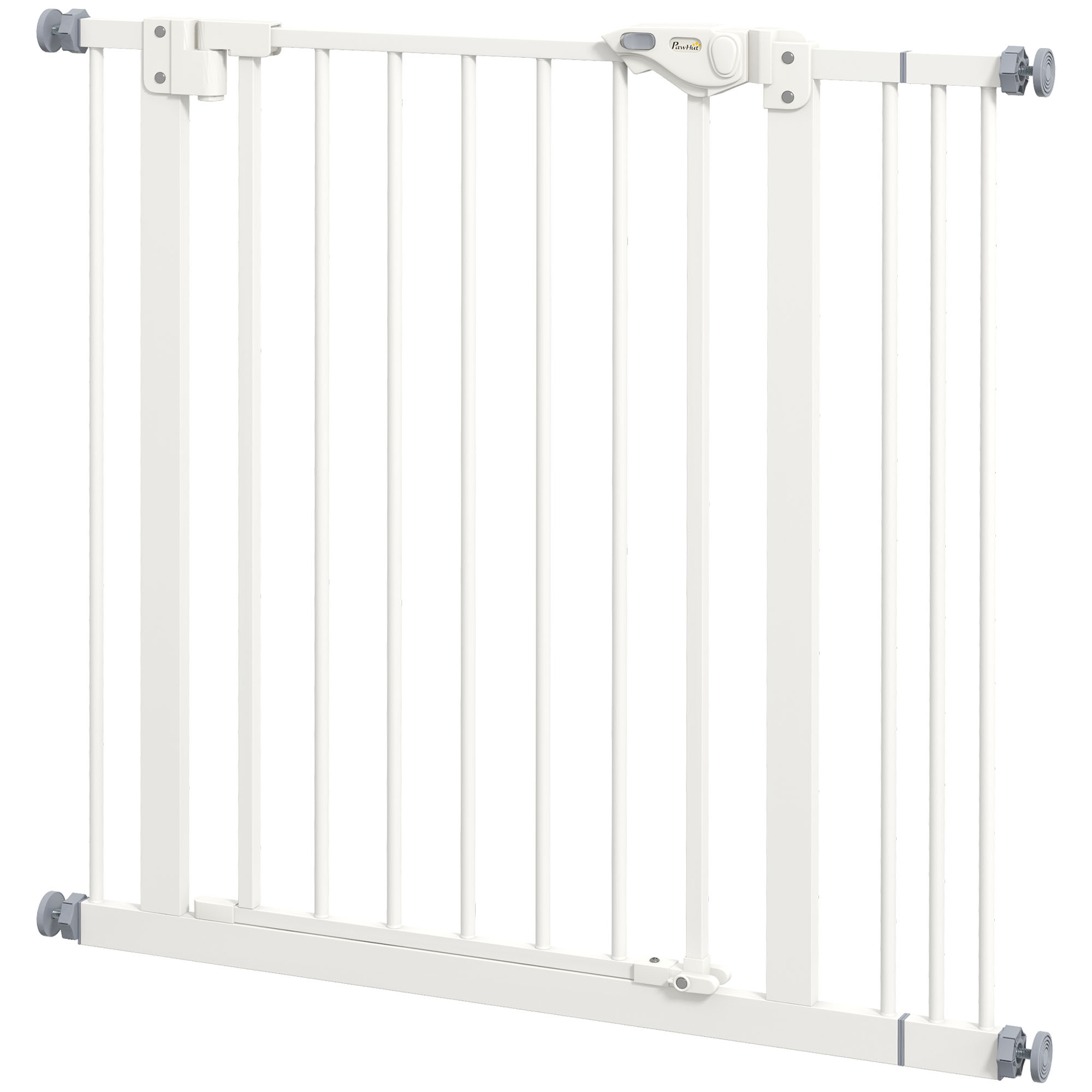Türschutzgitter für Hunde, Absperrgitter, Schutzgitter für Haustiere, Metall, Kunststoff, 74-87 cm, Weiß