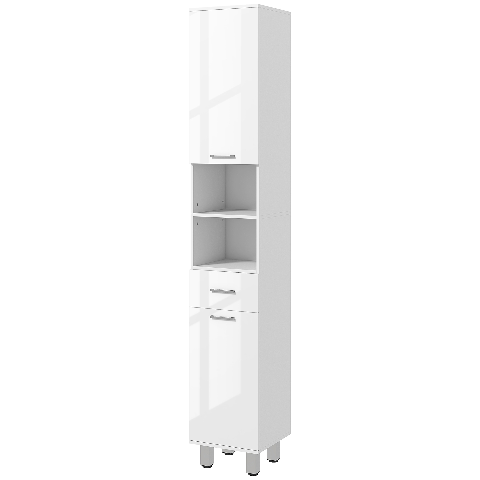Badezimmerschrank, Badkommode, mit Regalen und Schublade, verstellbar, Weiß