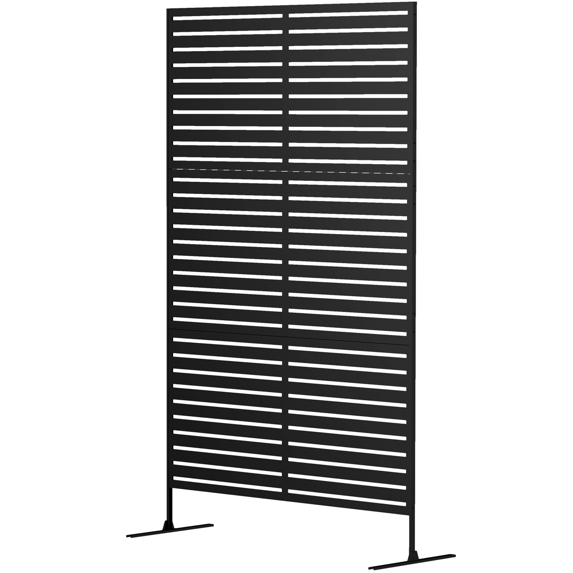 Outdoor-Raumtrenner aus Metall, Lamellendesign, Dekorativer Raumteiler für Terrasse, Garten, Balkon, Schwarz