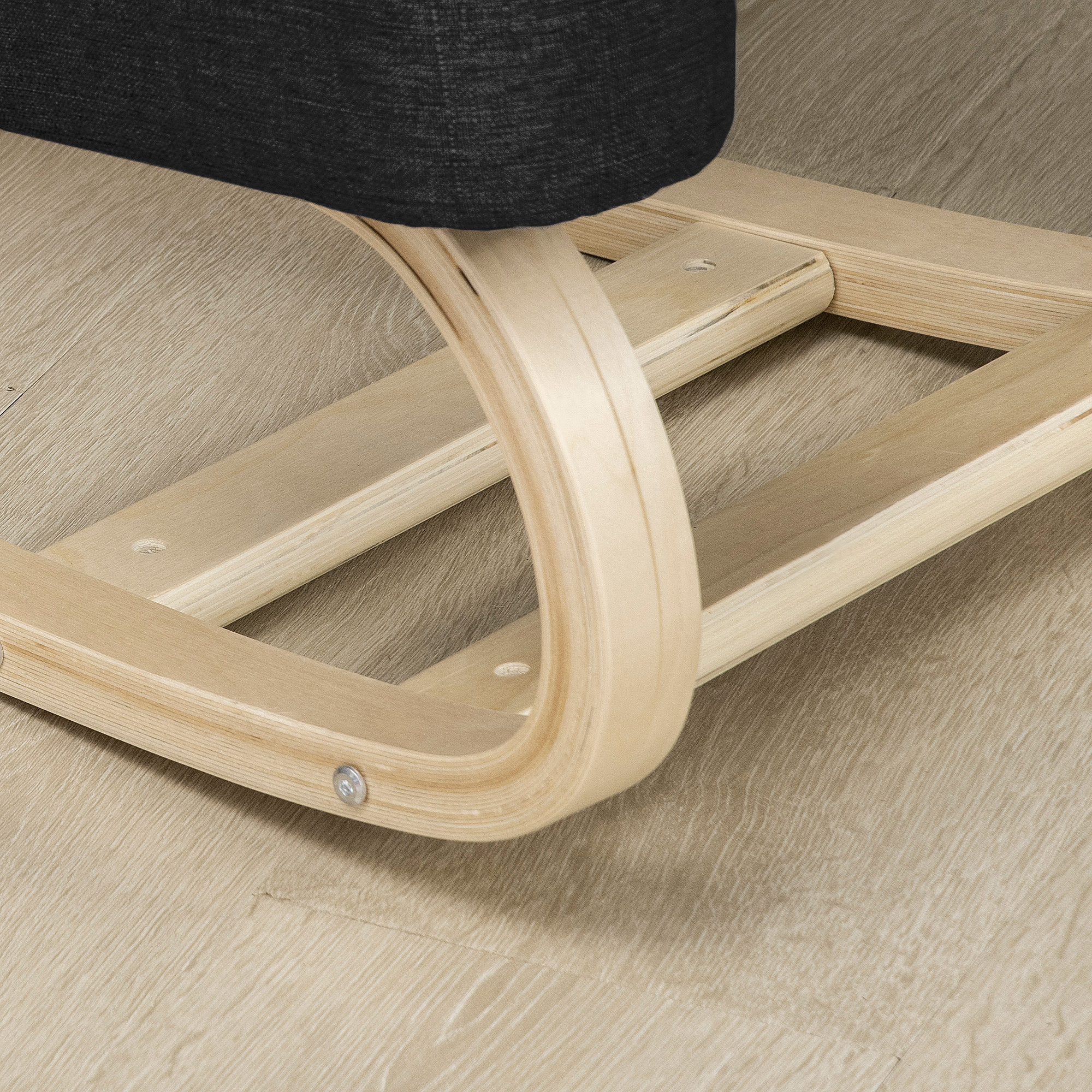 Kniestuhl, ergonomischer Sitzhocker, Polsterhocker für gesunde Sitzhaltung, Birkenholz, 120 kg belastbar, Schwarz