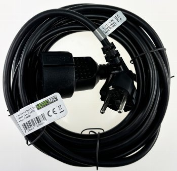 Schutzkontakt-Verlängerung, 5m, schwarz / H05VV-F3G 1,5mm² 16A/250V