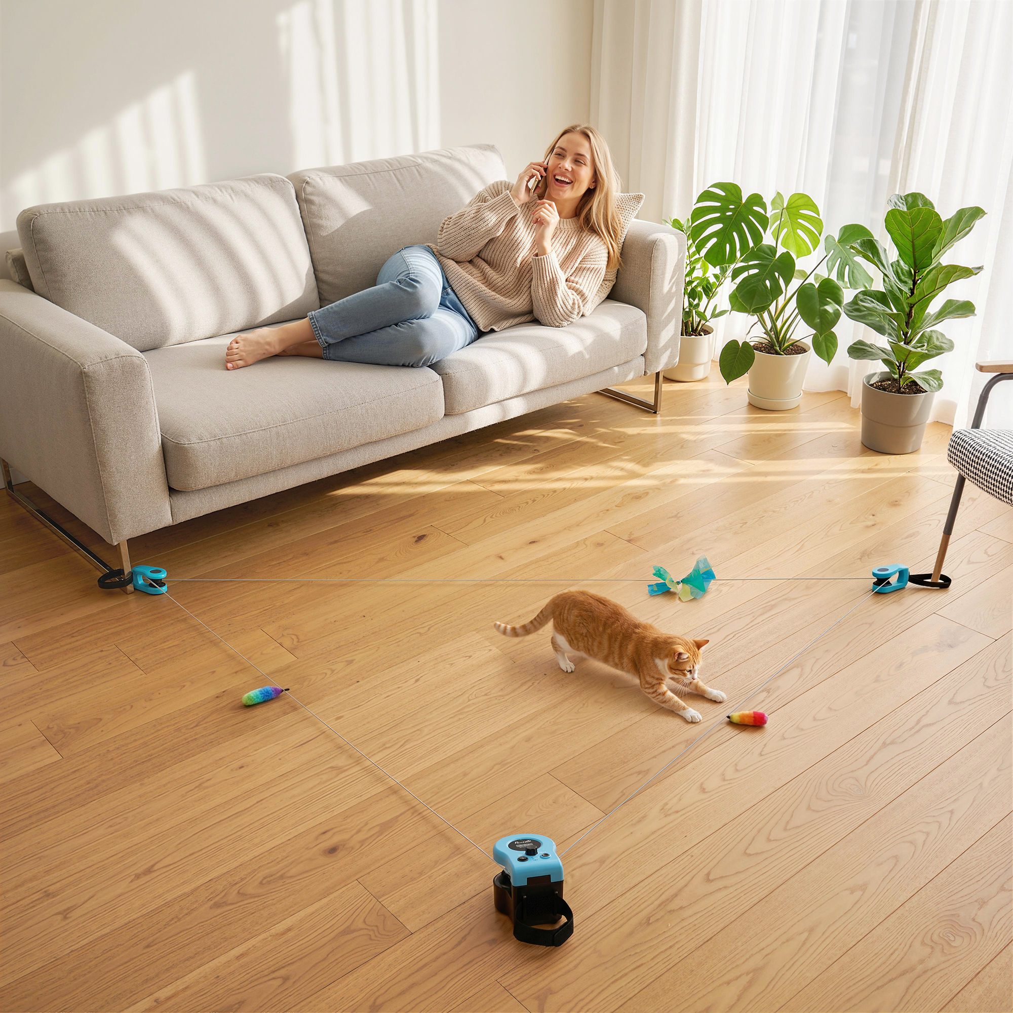 Automatisches/Ferngesteuertes Katzenspielzeug mit einstellbare Geschwindigkeit anpassbaren Laufwegen Schwarz