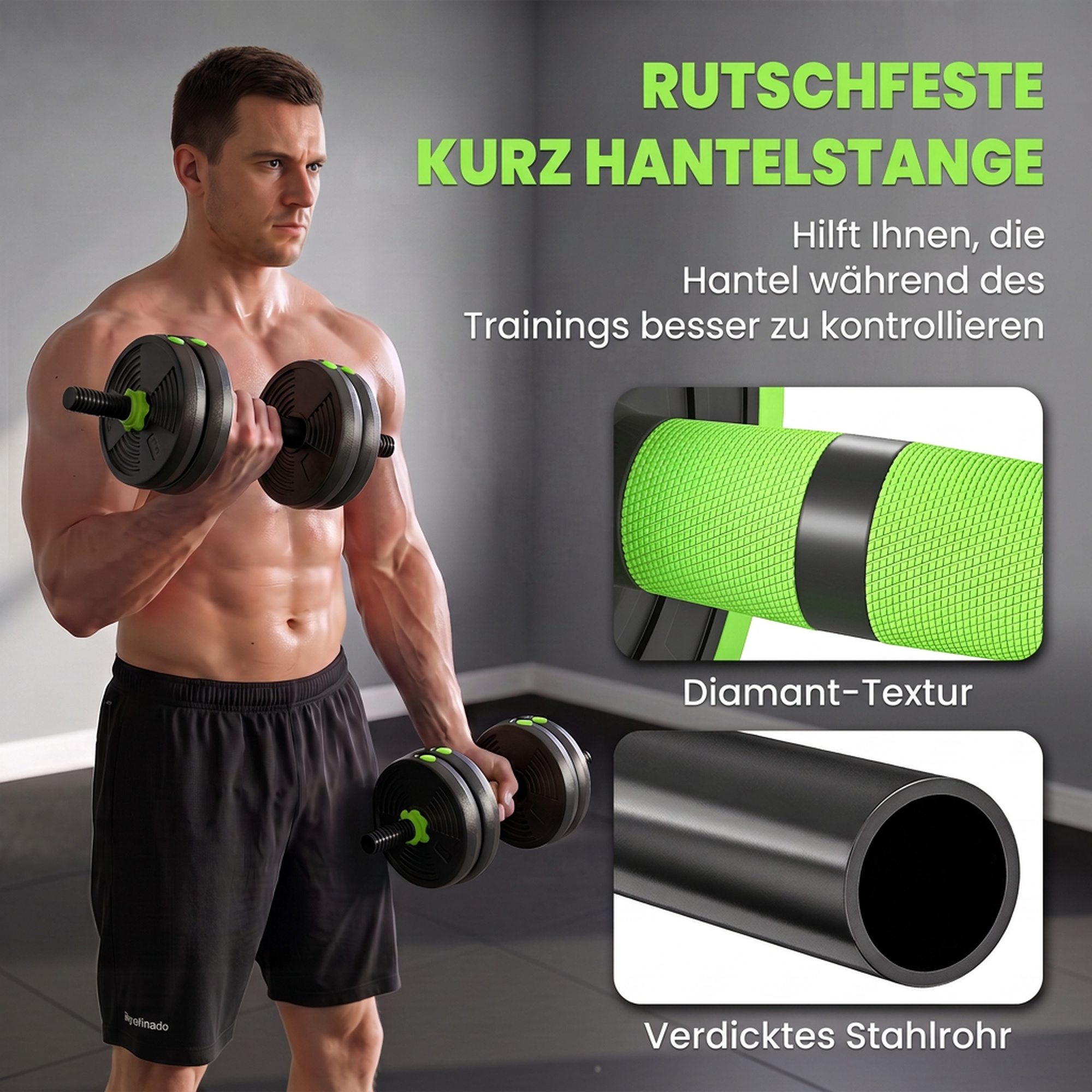 Hantelset verstellbar 15 KG Kurzhantel Set Kurzhanteln Langhanteln Hanteln Set für Krafttraining