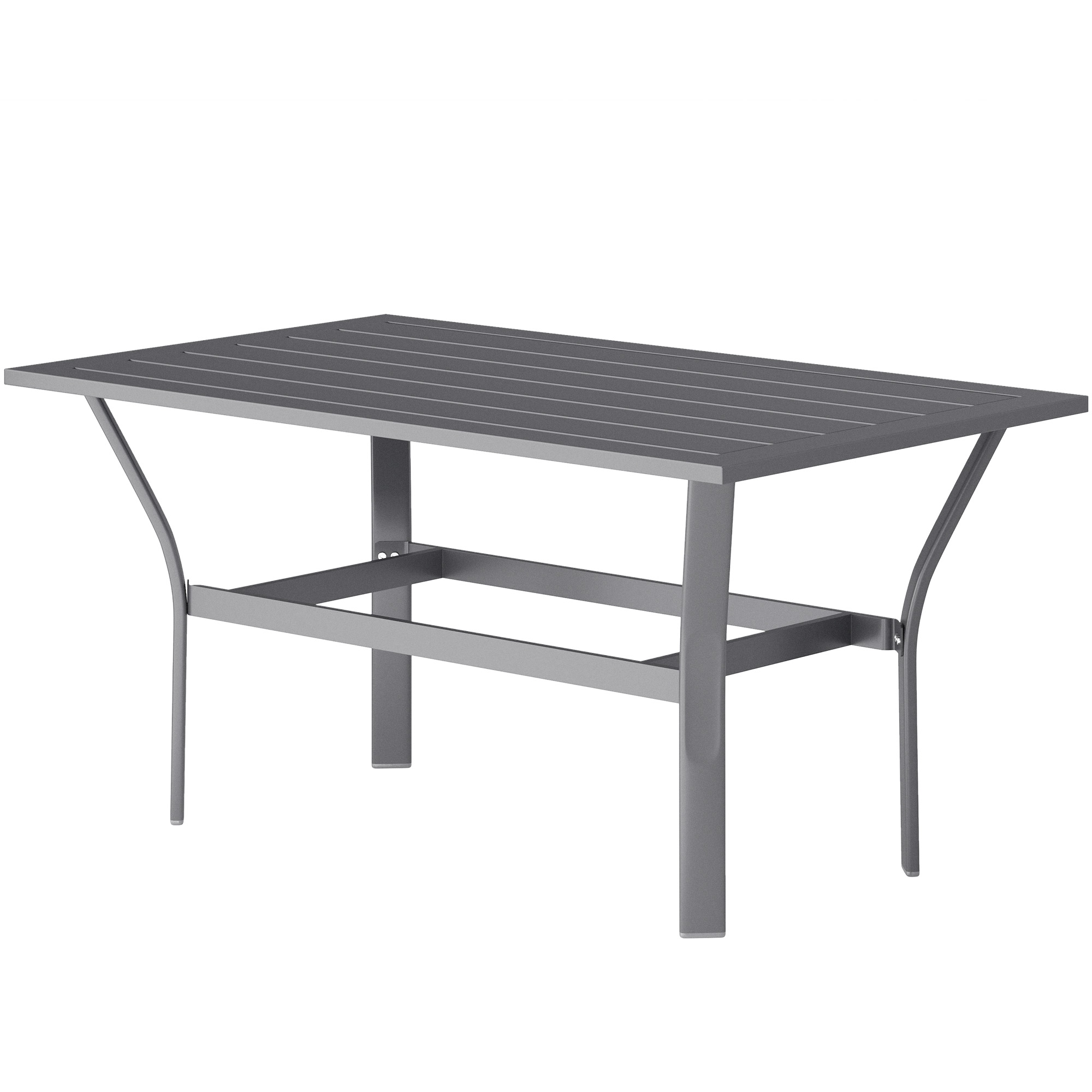 Beistelltisch Metall Balkontisch mit Lamellendesign wetterfest Kaffeetisch Gartentisch 91,5 x 55 x 45 cm Dunkelgrau