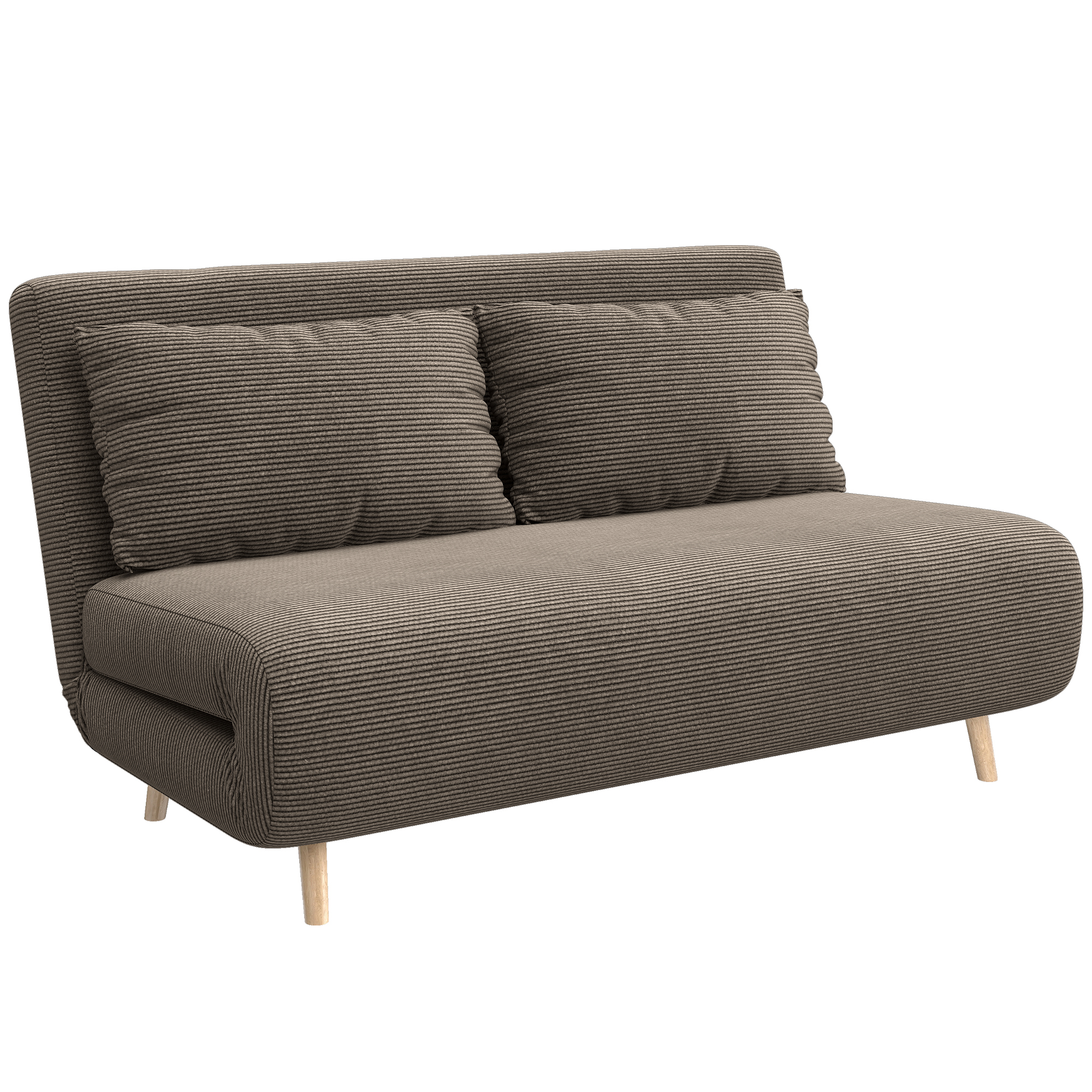 Schlafsofa, Gästebett, 3-fach verstellbare Rückenlehne, Kordoptik, bis 120 kg, 141 x 90 x 81 cm, Dunkelbraun