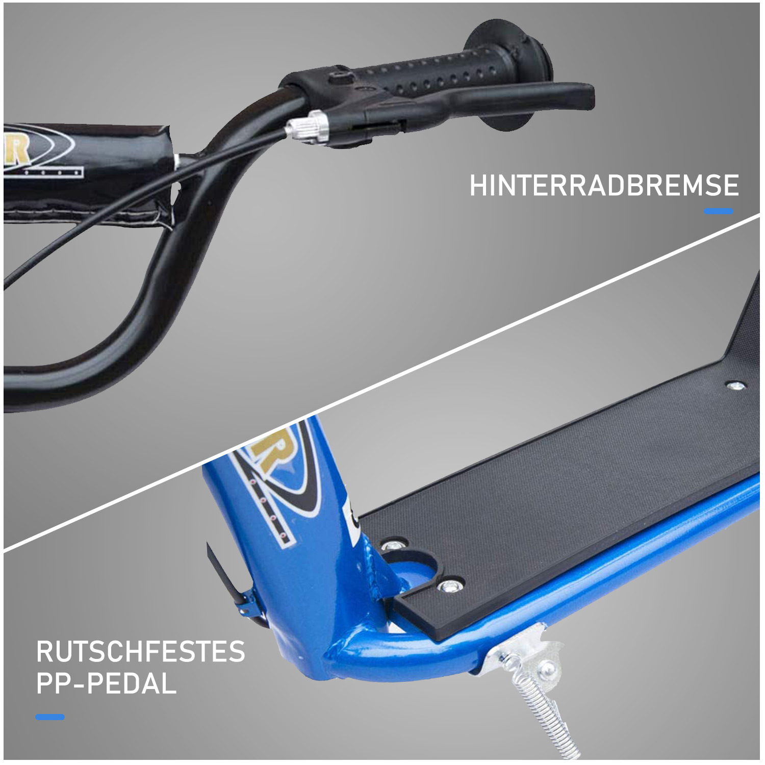 Kinderroller mit Hinterbremse Kickscooter 12 Zoll Tretroller Roller Scooter Cityroller für Kinder Kickboard Höhenverstellbar Stahl EVA Blau 120 x 52 x 80-88 cm