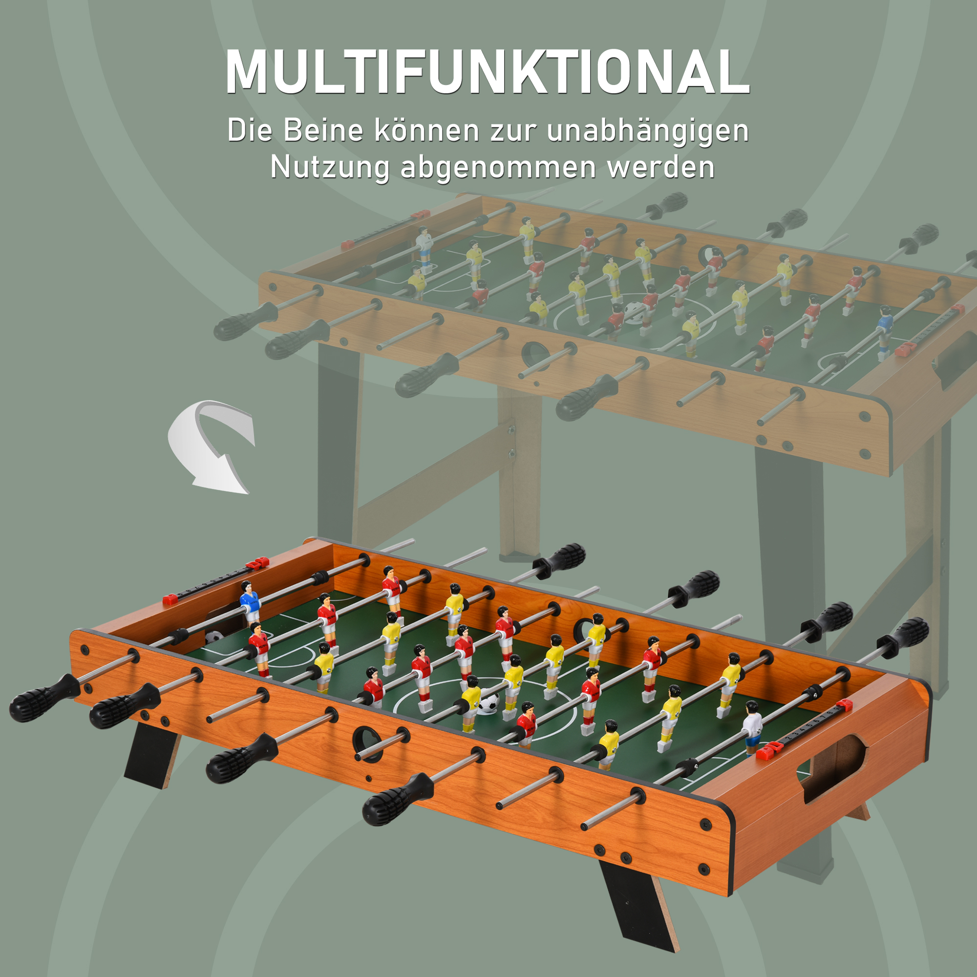 Tischkicker Kickertisch mit Edelstahlstangen, Für Jugendliche und Erwachsene, 84,5x40x61,2 cm, Schwarz