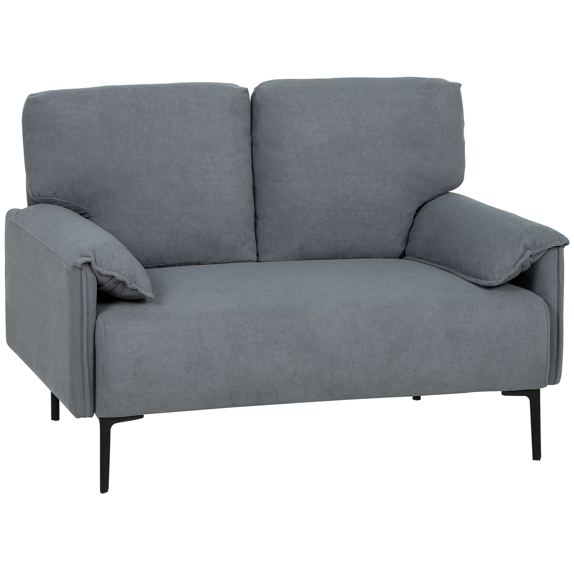 2-Sitzer-Sofa, dicke Kissen, samtiger Bezug, Polstersofa, Schwarz 2-Sitzer-Sofa, dicke Kissen, samtiger Bezug, Polstersofa, Schwarz
