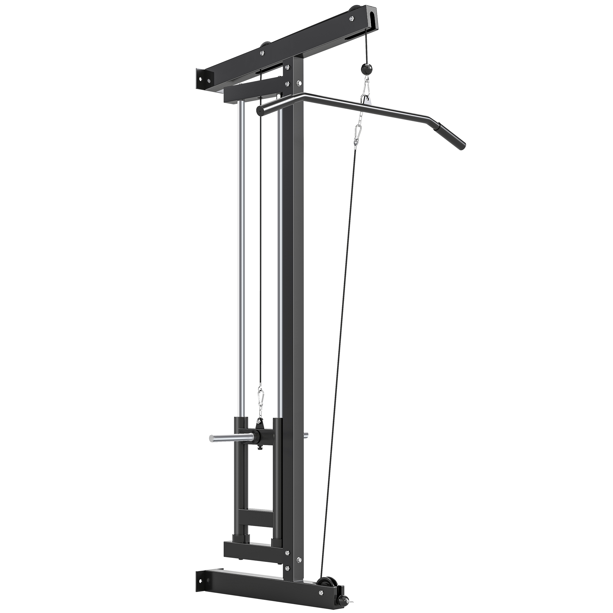 Rudermaschine für Training, wandmontiertes Fitnessgerät, Kabelmaschine für Heimfitnessstudio, Stahl, Schwarz