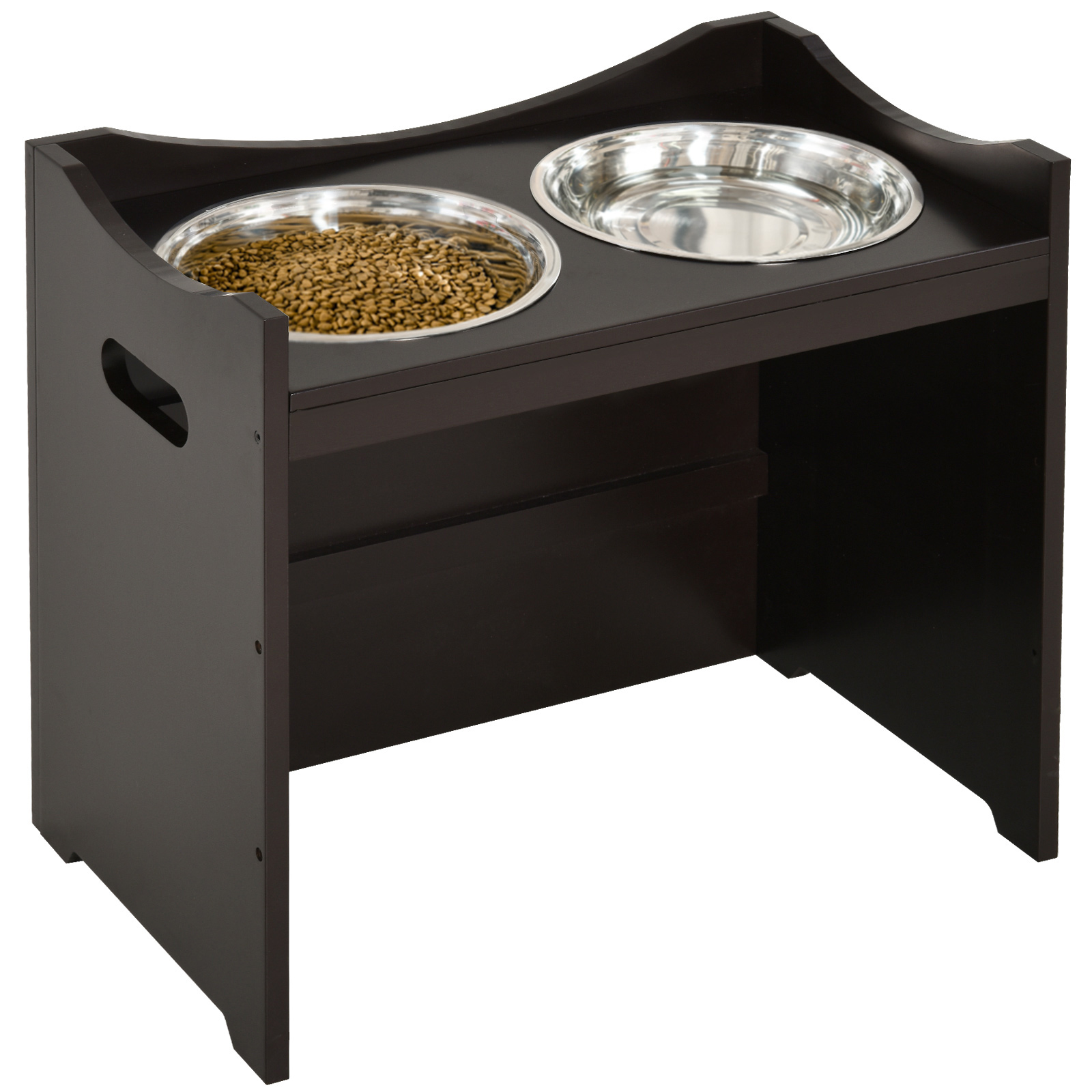 erhöhter Hundenapf Höhenverstellbar Futternapf mit Ständer Wassernapf 2 x 2L Edelstahlnäpfen Langsamfutternapf verstellbar Fressnapf Futterstation Hundenäpfe für alle Hundegrößen, Kaffee