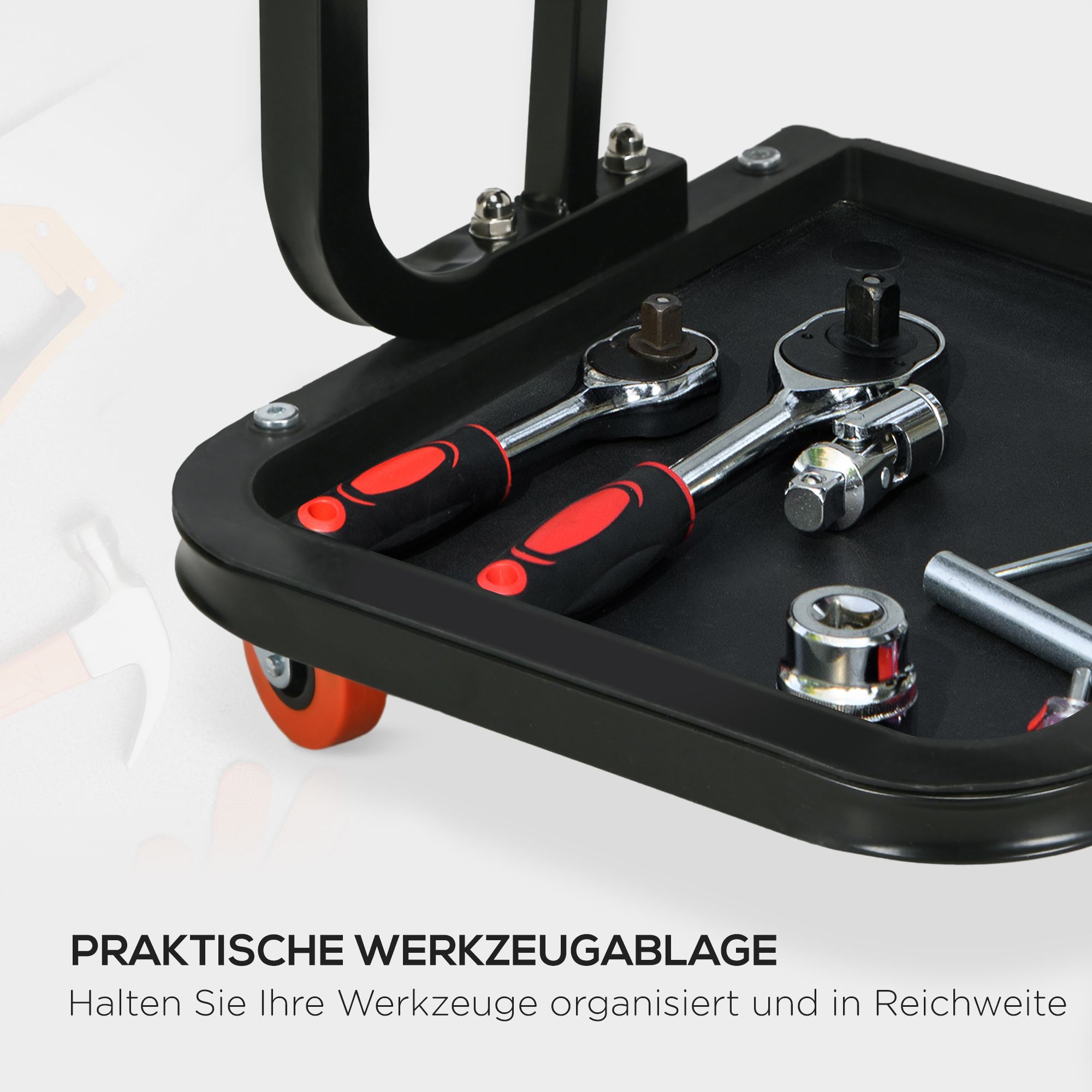 Werkstatthocker, robust & komfortabel, 38x35x37cm, Rot/Schwarz