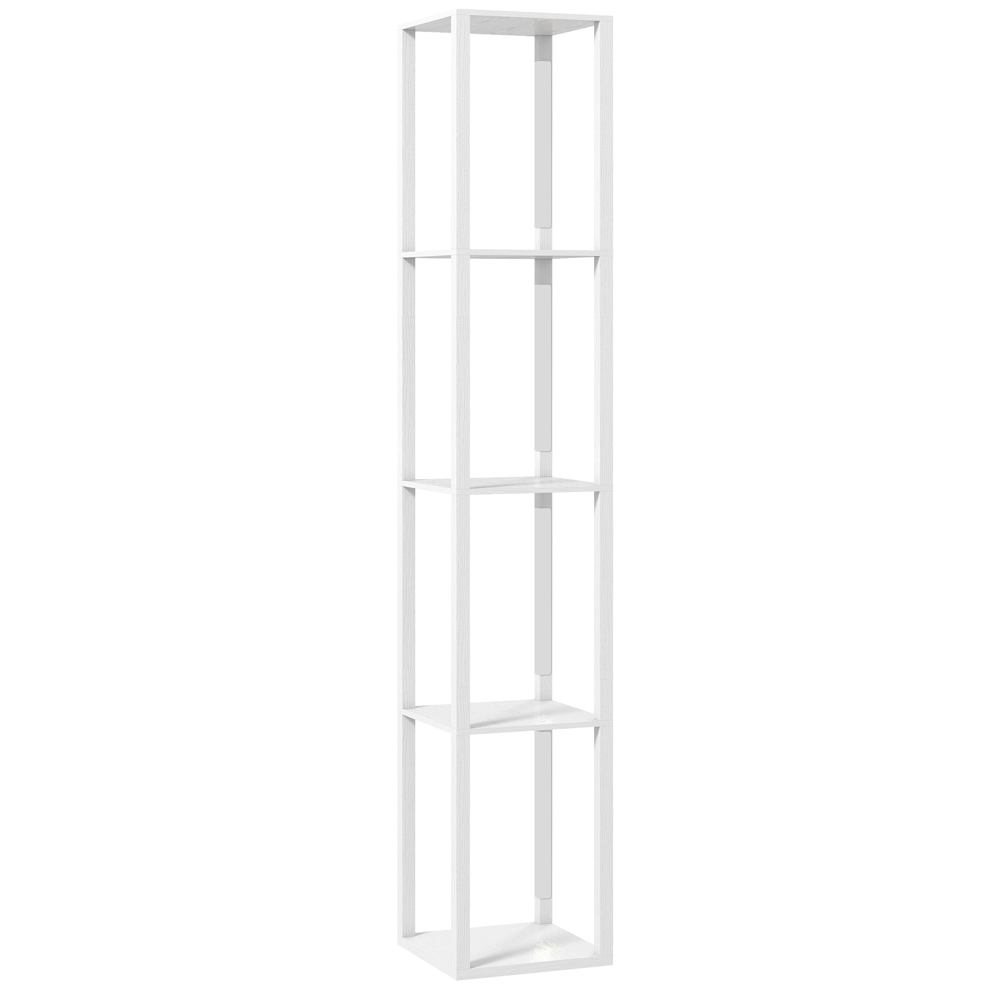 LED-Stehlampe mit Regalen, moderne dimmbare Standleuchte mit 3 Helligkeitsstufen und Fußschalter, Weiß