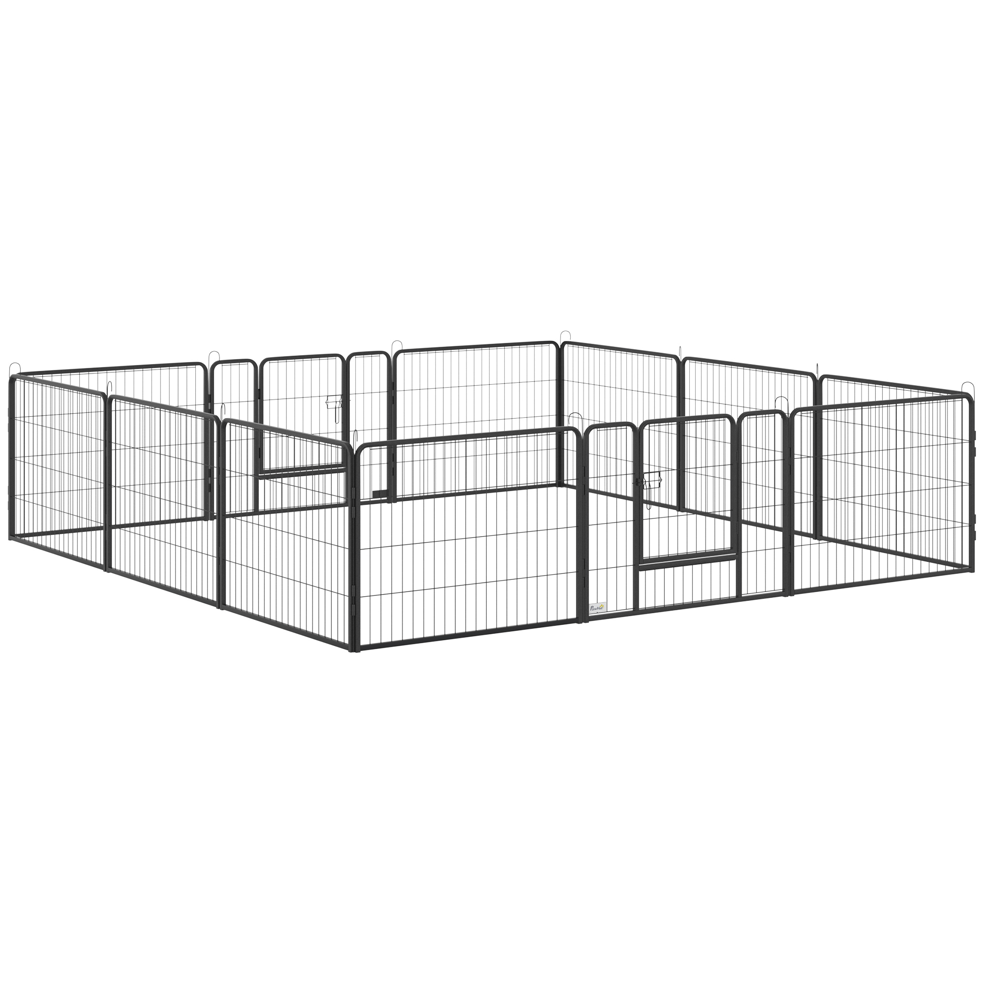 Haustiergehege, Welpenauslauf, Welpengitter, 12 Paneele, Outdoor u.  Indoor, Grau