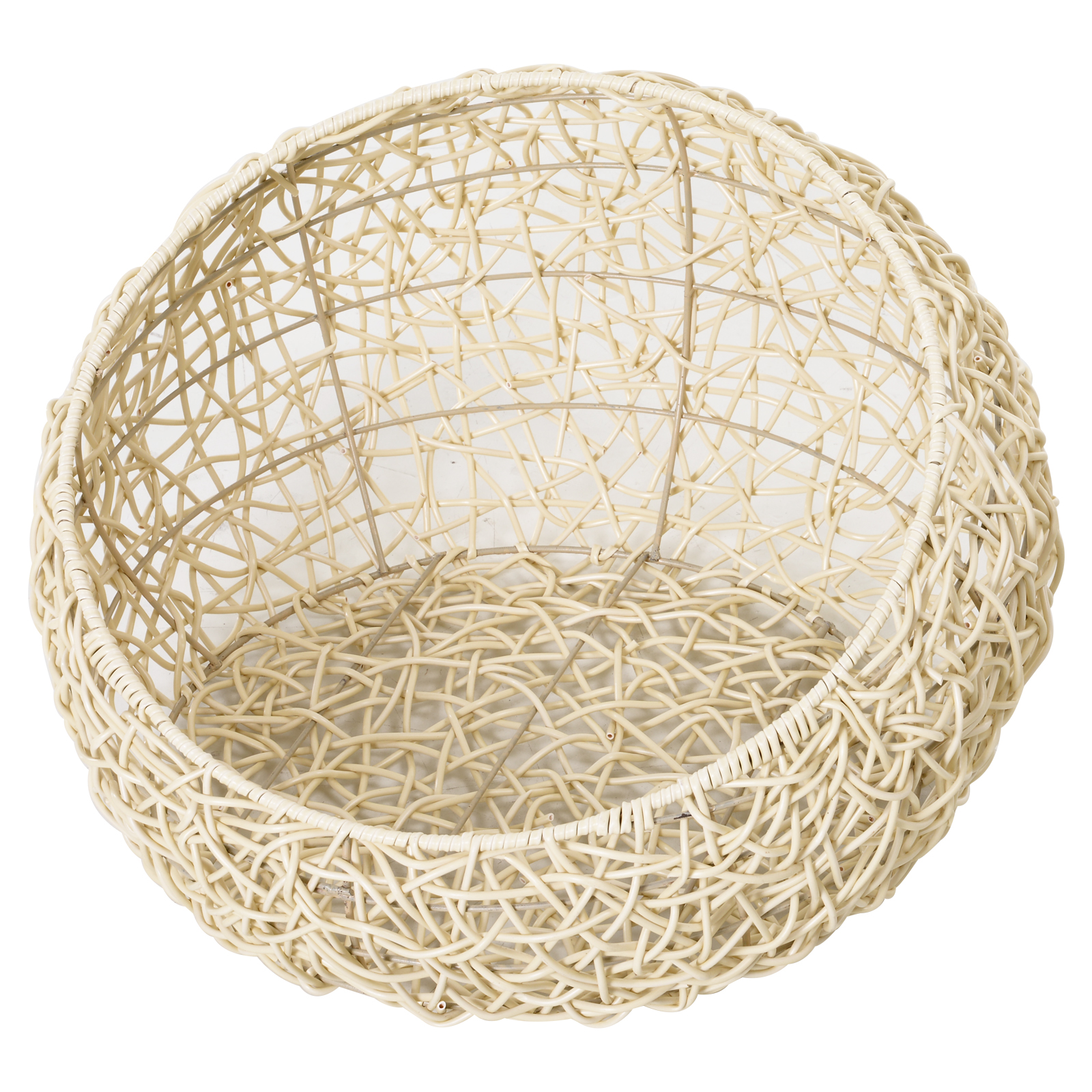Rattan Katzenhöhle Katzenbett Katzenhaus mit Kissen Katzenzelt Haustierhaus für Katzen Hunde Beige Ø56 x 35 cm