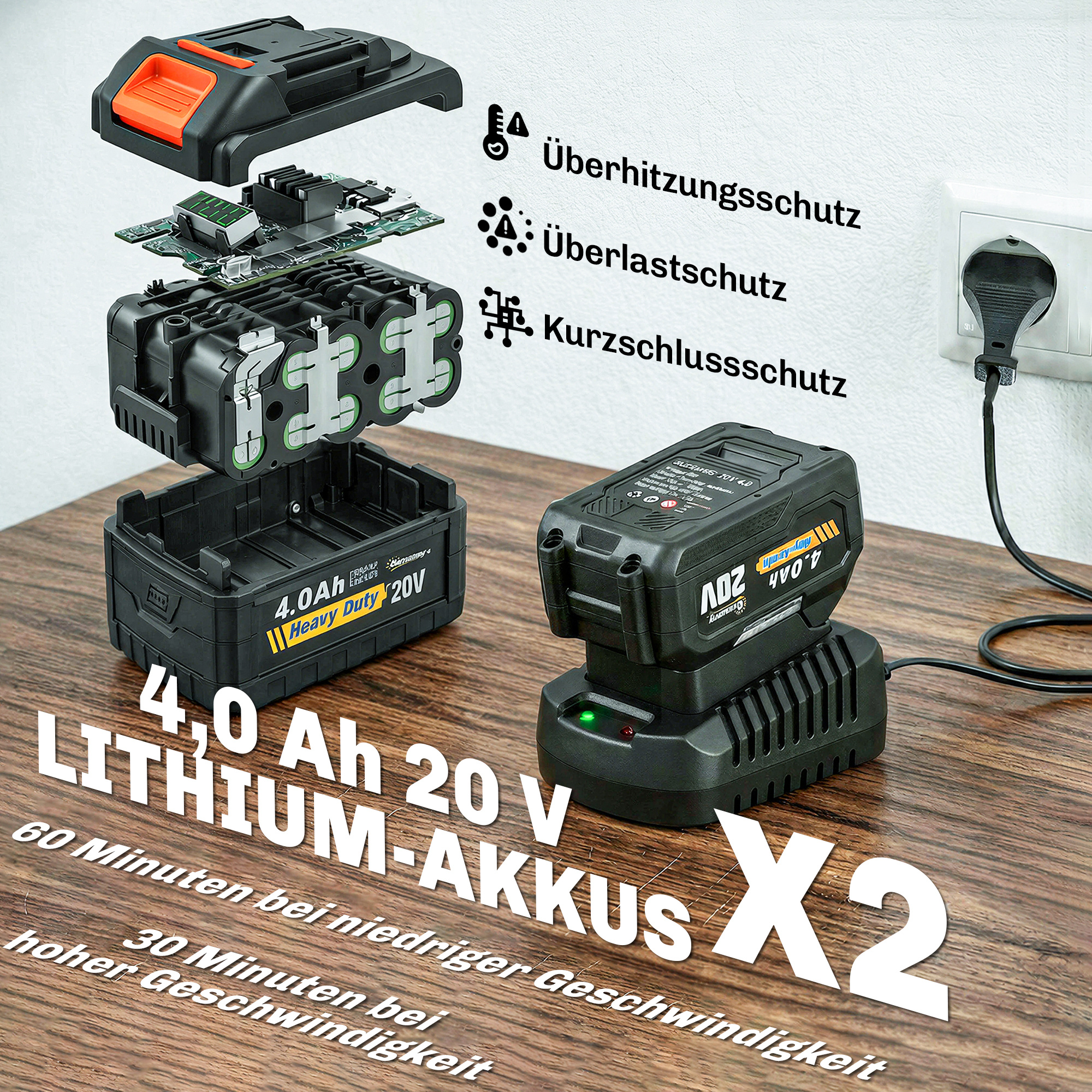 Akku-Laubsauger 20V Kabellos Laubbläser mit 2x4.0Ah Akku & Ladegerät Turbo-Boost 162,7 km/h Blasgeschwindigkeit