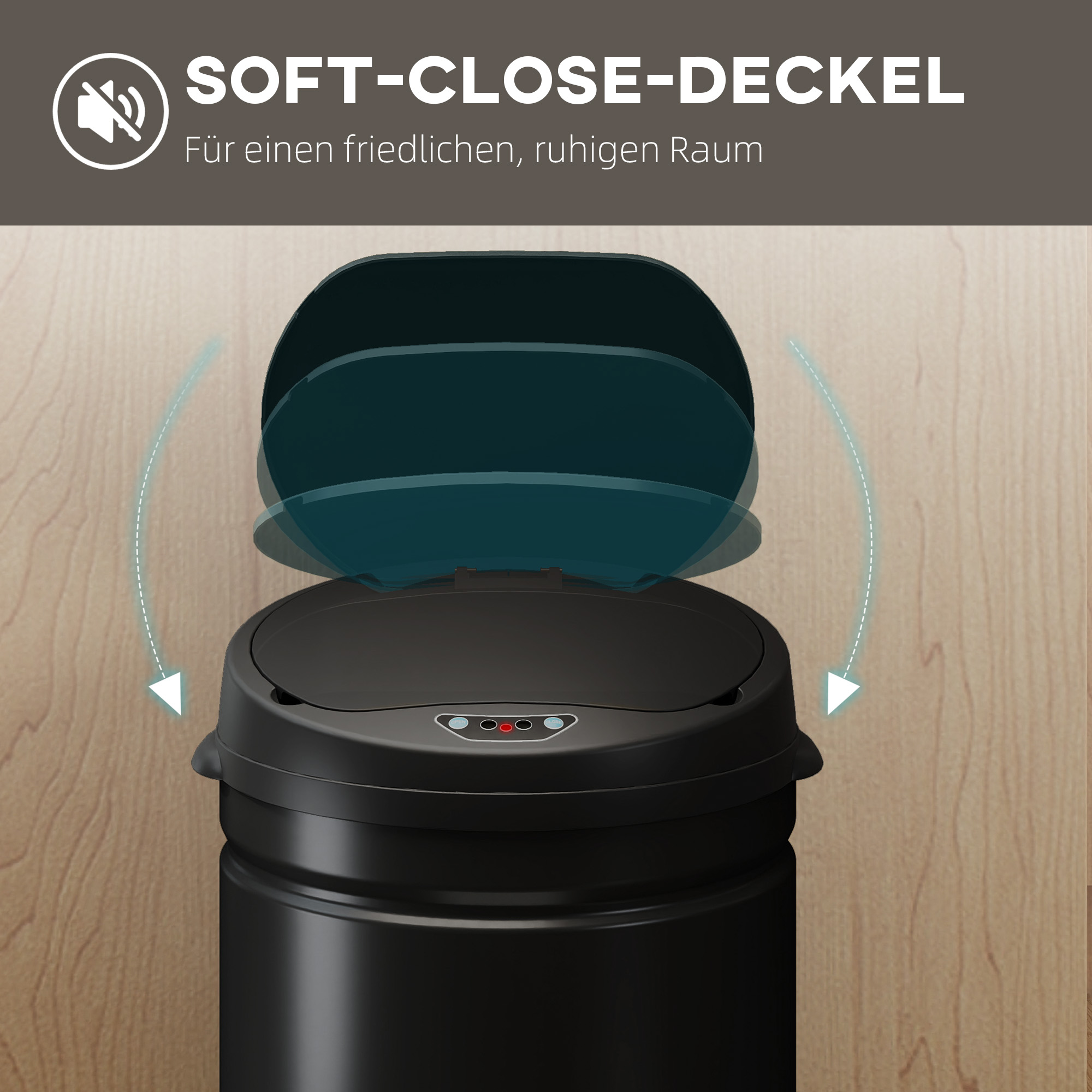 30 Liter Sensor-Mülleimer mit Soft-Close-Funktion, berührungsfreier Abfalleimer aus Edelstahl für hygienische Küchen