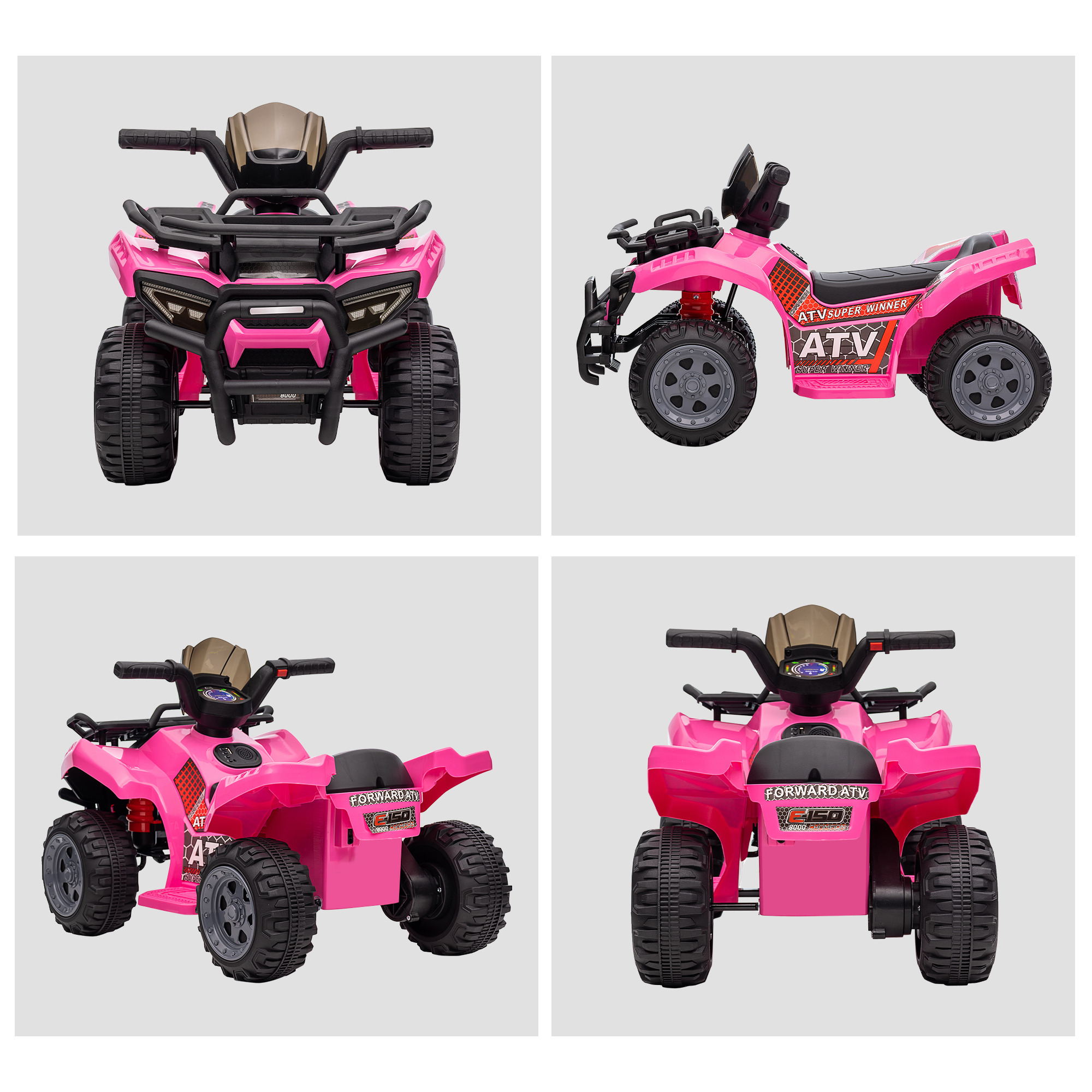 Kinder Quad Elektro 6V Kinderquad mit Vorwärtsfunktion, Musik, Elektro-Quad für Kinder 1,5-3 Jahre Rosa