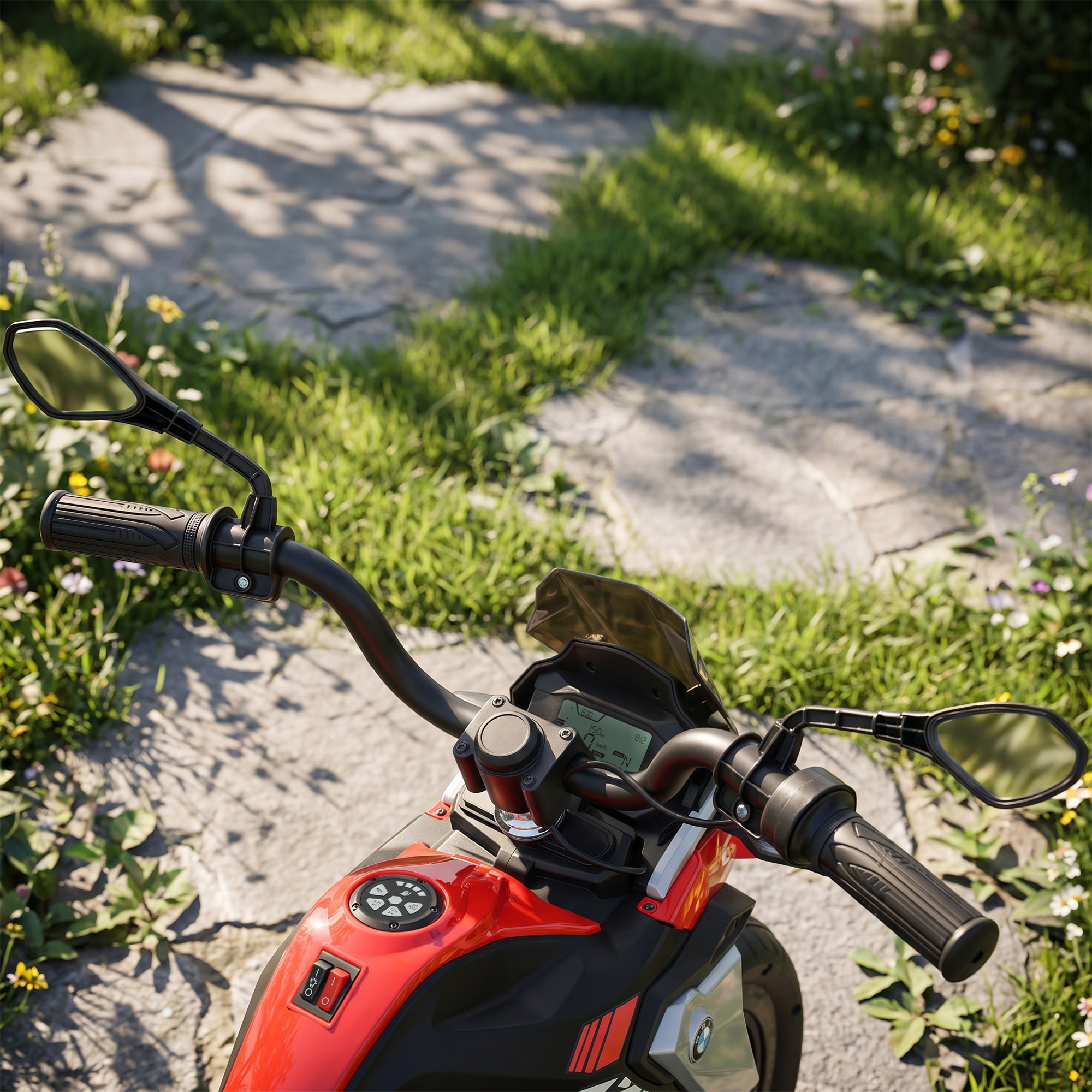 Elektro Motorrad Kinder BMW 12V Kinder Motocross mit Lithium Akku 35W Motor Drehgasgriff Stützrädern PU-Sitz bis 6km/h