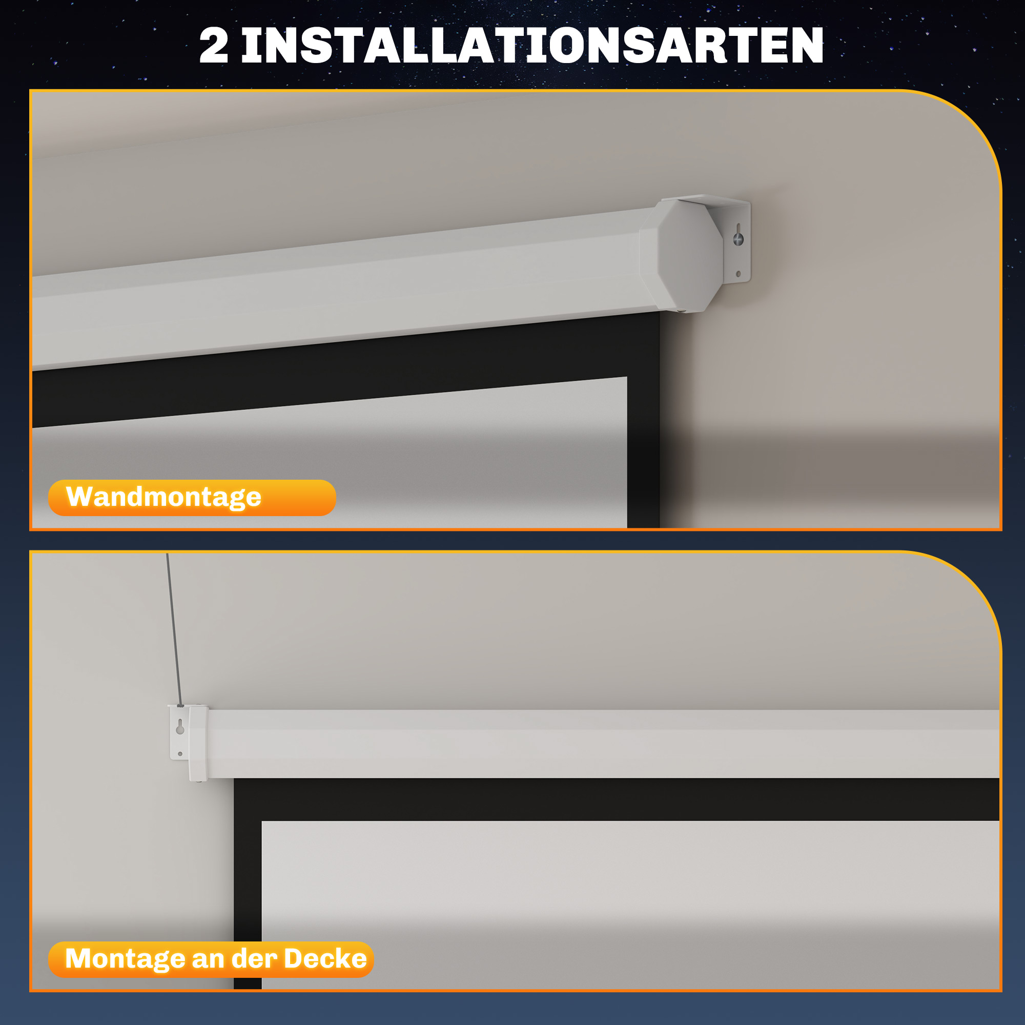 Beamer Leinwand 171 x 128 cm 84 Zoll 4:3 HD 4K Projektionsleinwand Kunststoff, Metall Heimkino